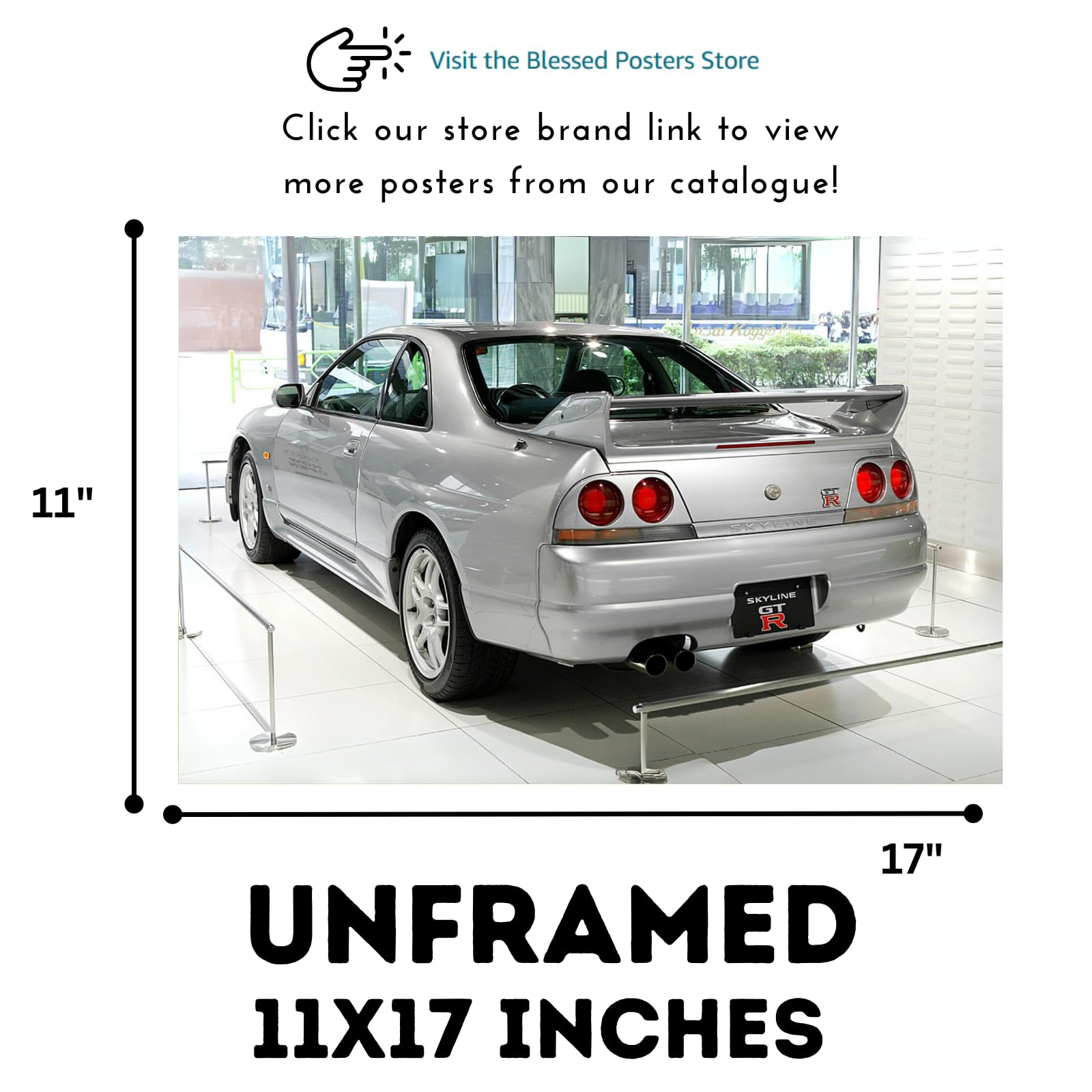 Nissan Skyline R34 Poster – Stylish JDM Sports Car Print for Garage, Studio, or Man Cave – Vintage Auto Display Accent