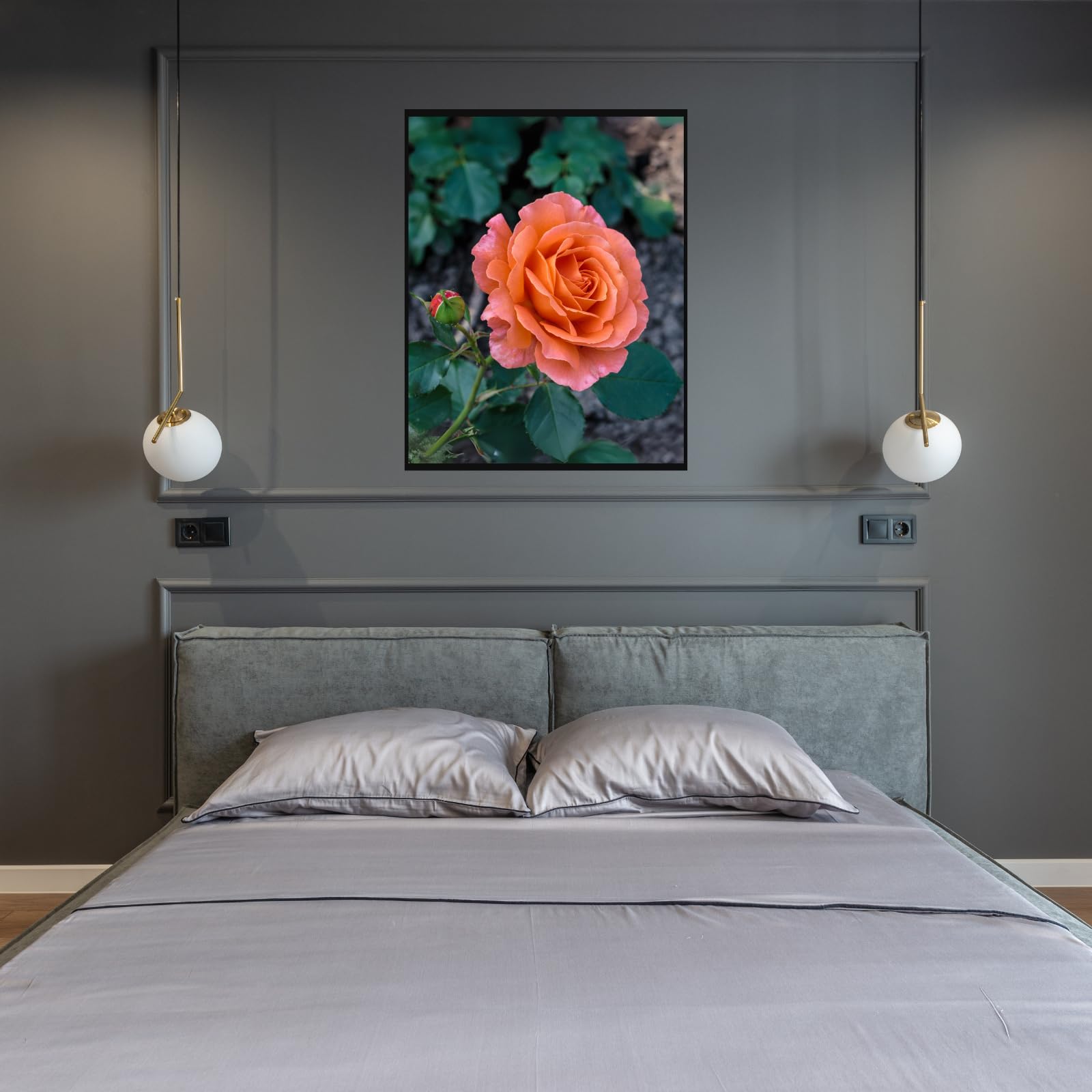 Peach Pink Garden Rose Wall Art Poster – Botanical Floral Print, Romantic Flower Home Decor, Aesthetic Flower Print for Living Room, Bedroom, Office