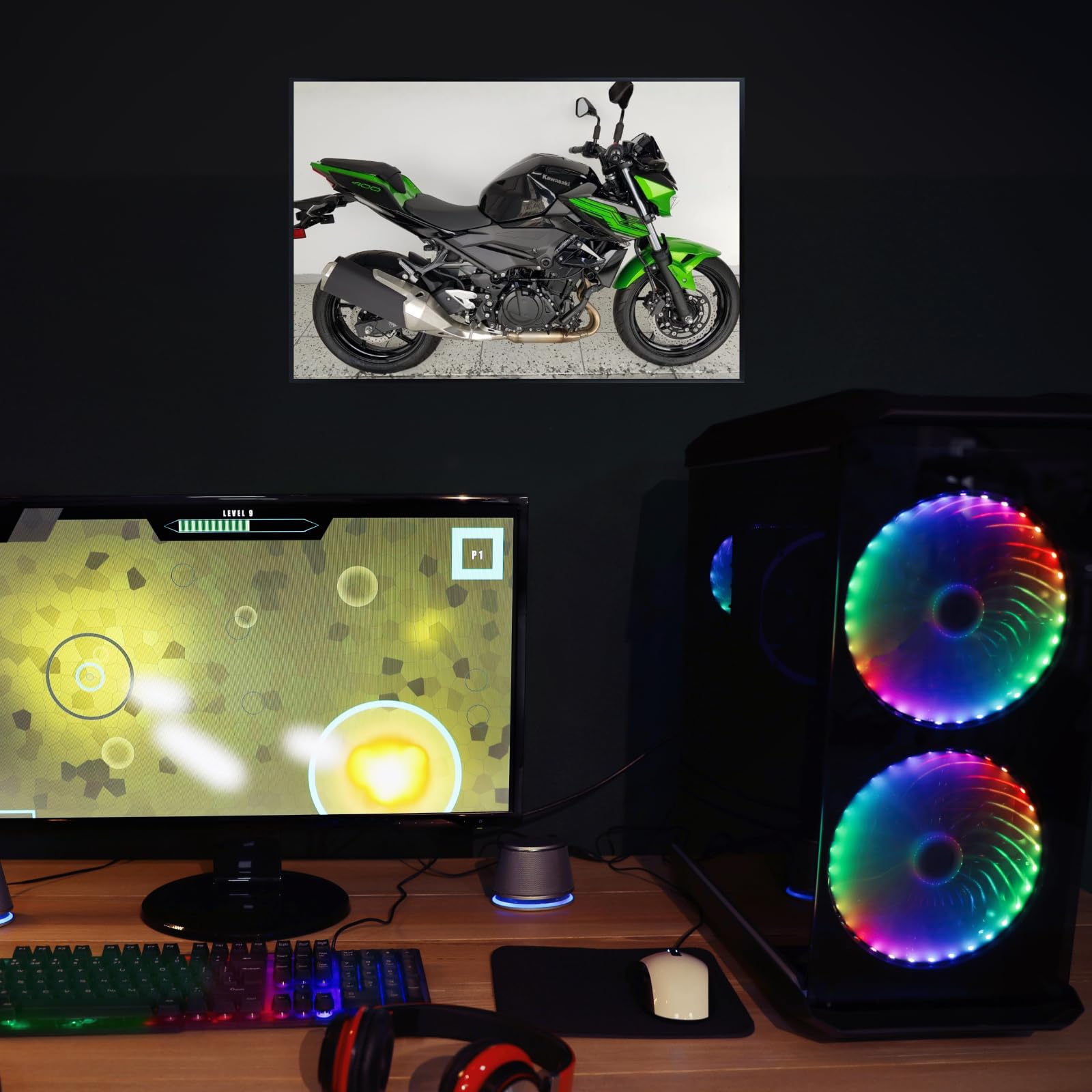 Kawasaki Ninja 400 Motorcycle Poster - Rider Garage Decor for Garage. Office, Man Cave