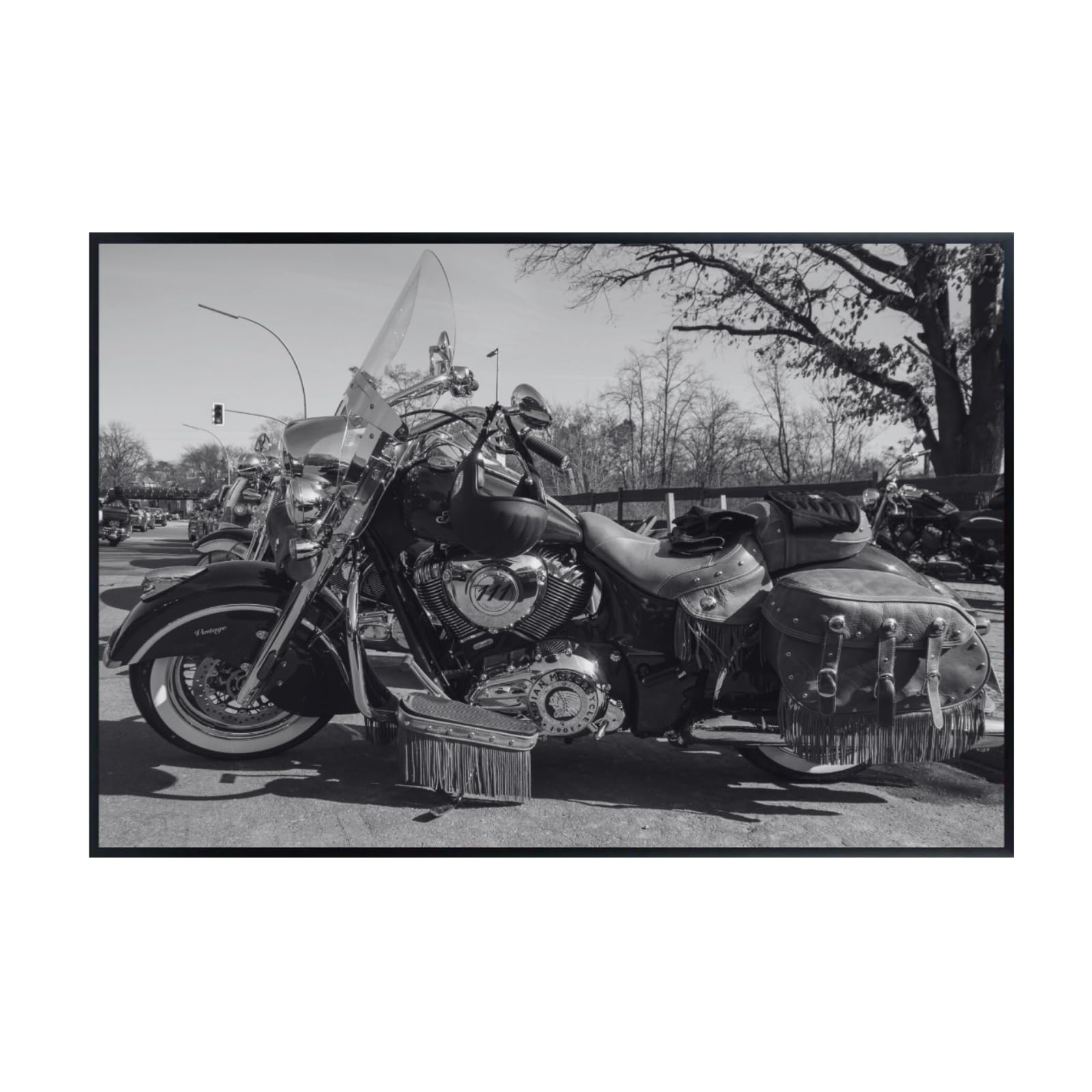Indian Chief Vintage Motorcycle Poster - Classic Bike Wall Art Print for Living Room, Garage or Man Cave