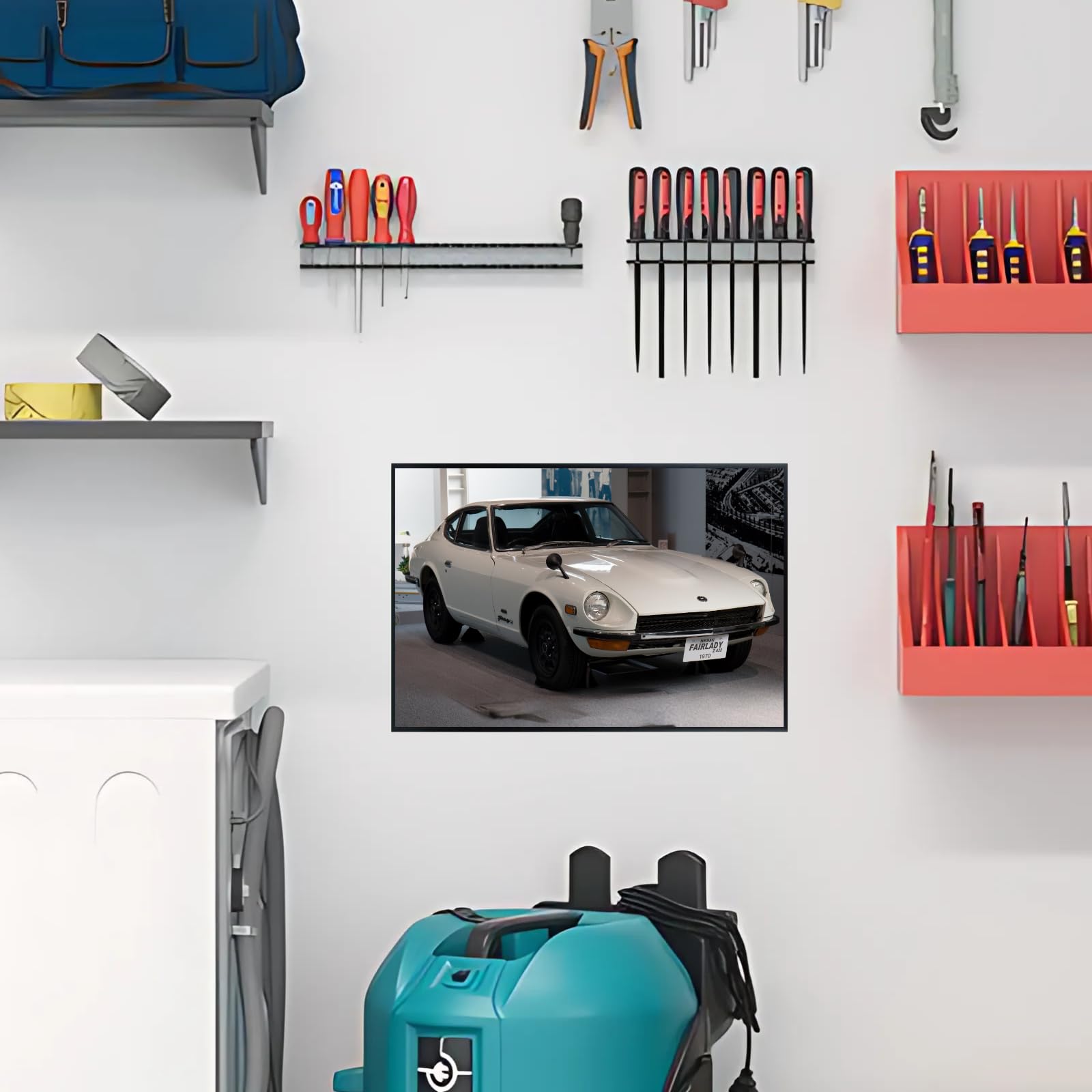 Blessed Posters Datsun 240Z Wall Print – Retro Japanese Coupe Artwork for Home Studio Man Cave – Iconic Collector Auto Decor