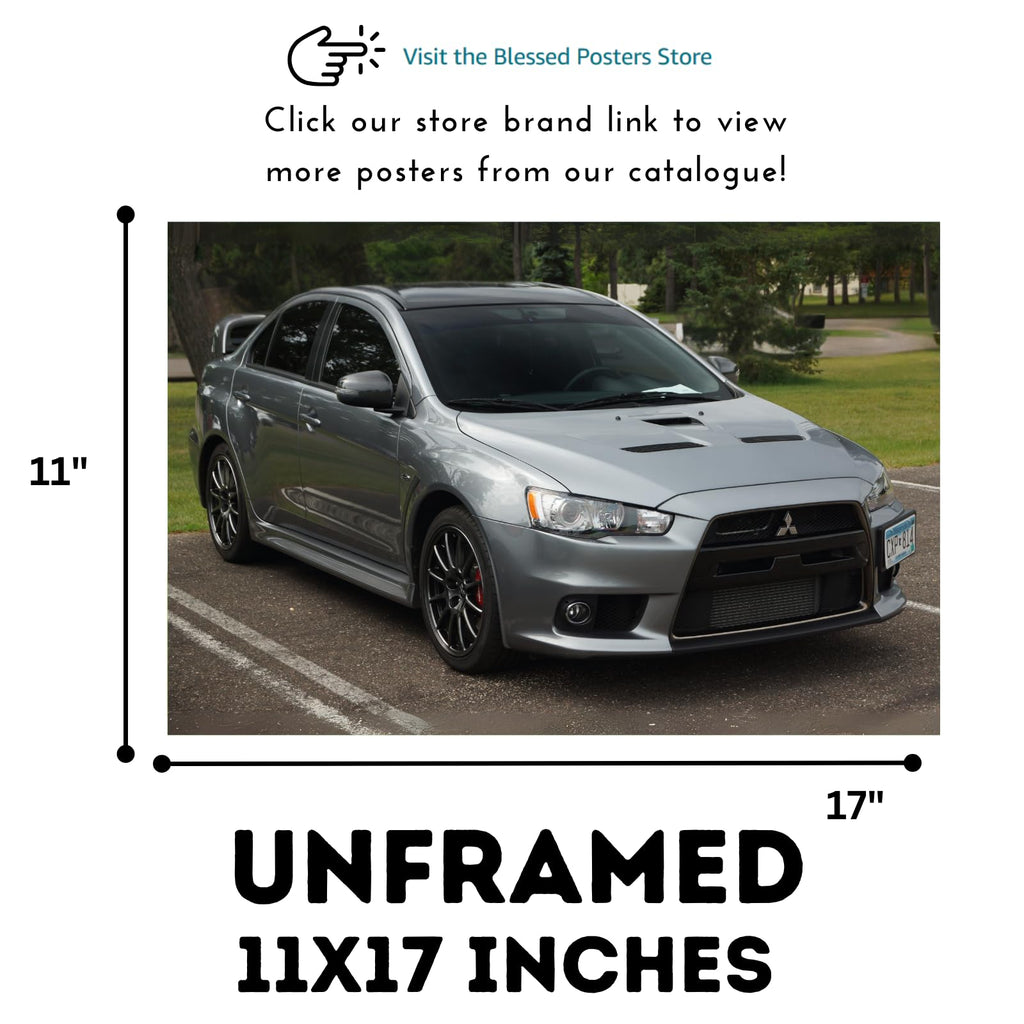 Blessed Posters Mitsubishi Lancer Evo VI Wall Poster – Classic JDM Drift Car Art for Garage Bedroom Office or Living Room – Retro Japanese Tuner Decor
