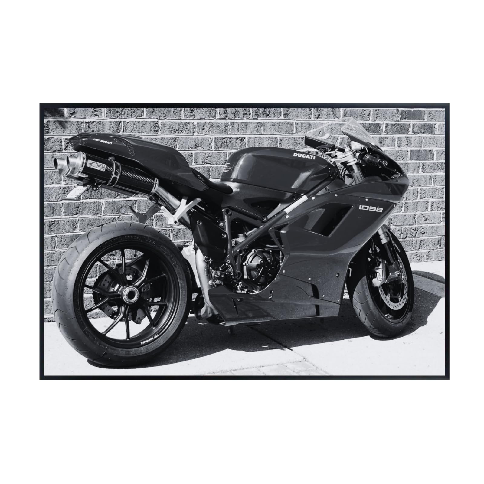Ducati 1098 Motorcycle Poster - Sport Motorbike Wall Art Decor for Garage, Living Room or Man Cave