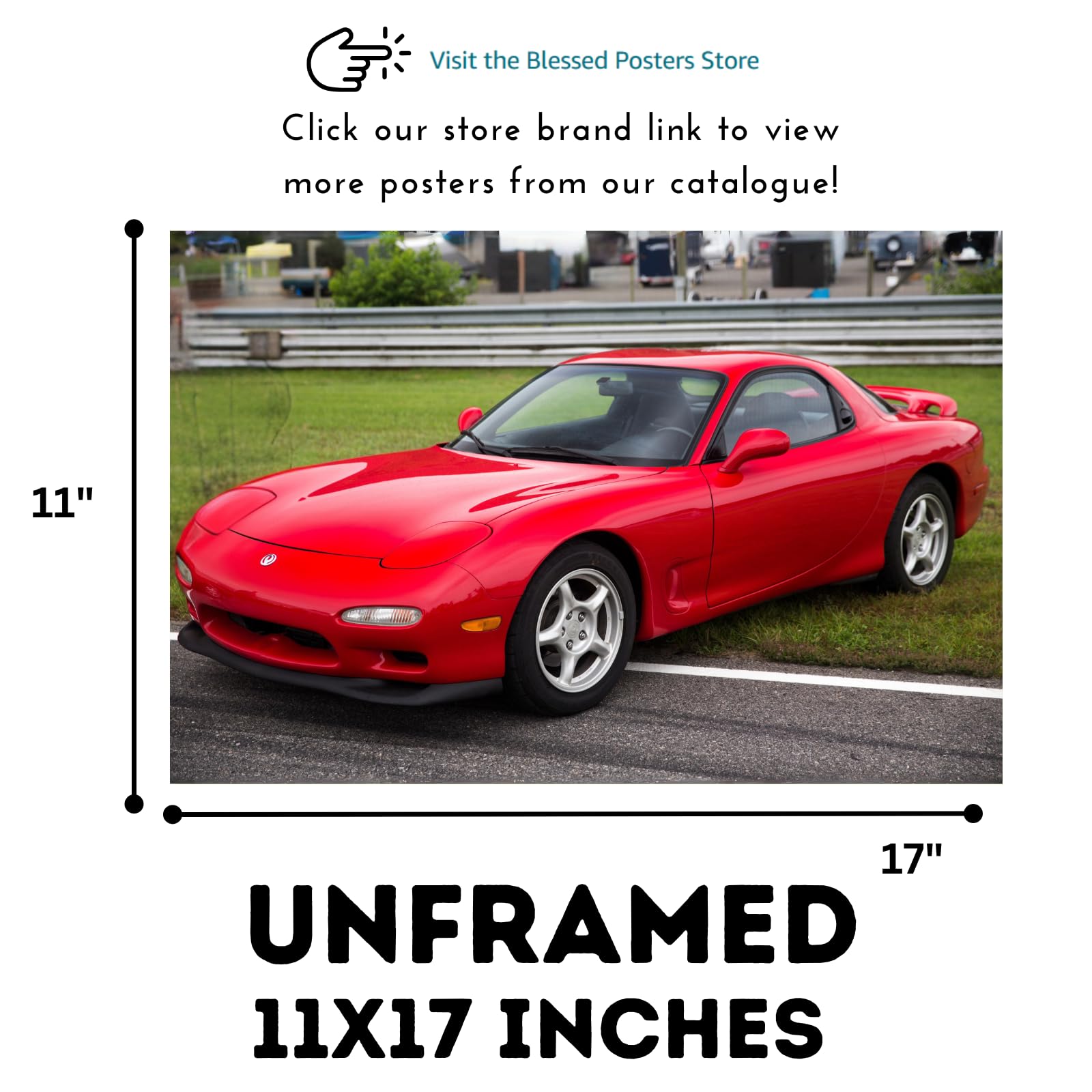 Blessed Posters Mazda RX-7 FD Coupe Wall Art – Stylish Japanese Sports Car Poster Print for Garage, Studio, or Man Cave – Vintage JDM Automotive Decor
