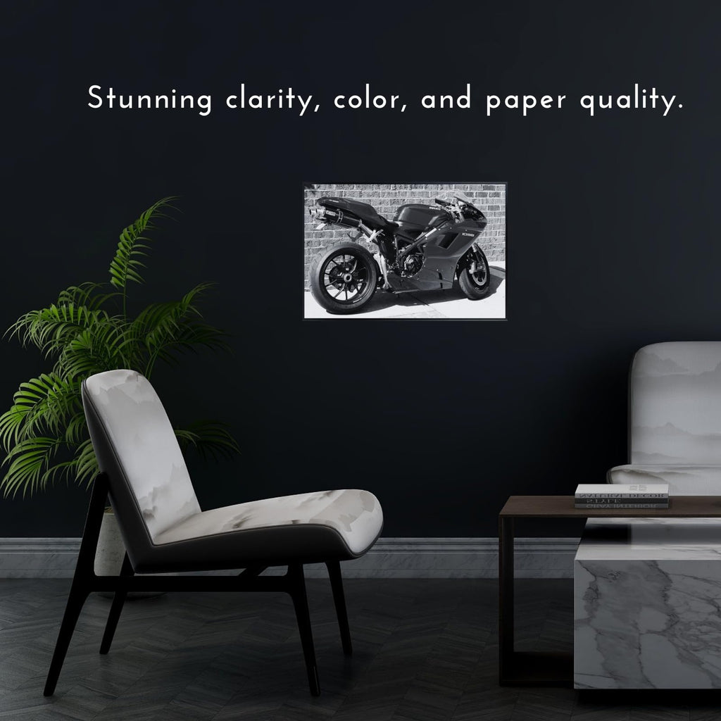 Ducati 1098 Motorcycle Poster - Sport Motorbike Wall Art Decor for Garage, Living Room or Man Cave