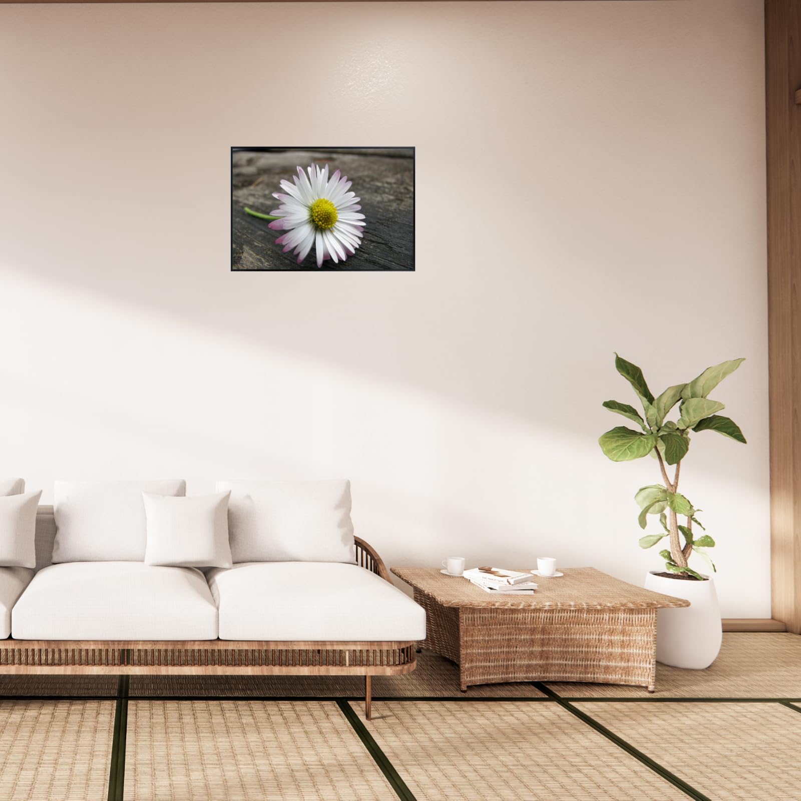 Pink Winged Daisy Wall Art Poster – Floral Home Decor for Bedroom, Living Room, Office, and Nursery – Modern Botanical Print for Nature Lovers