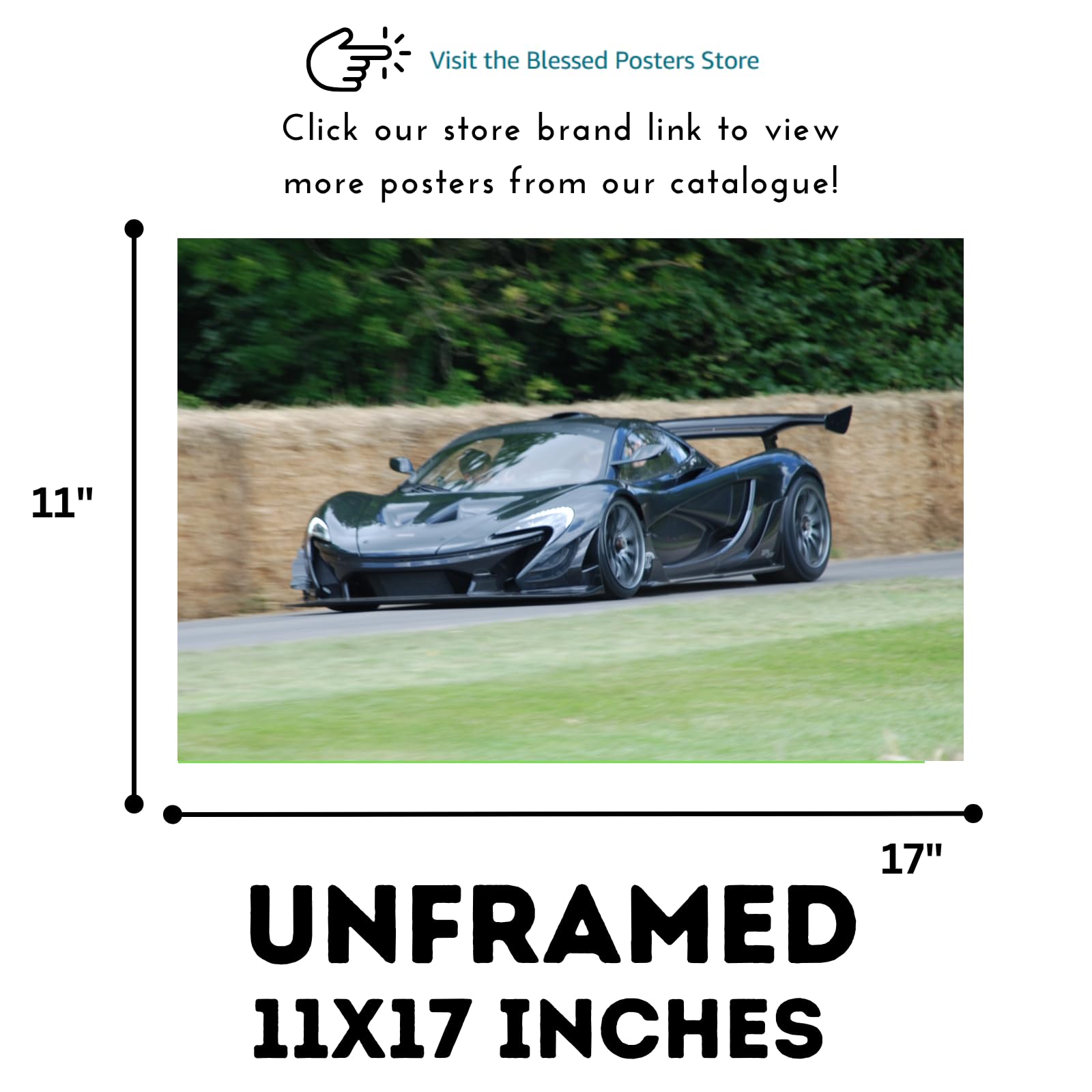 Blessed Posters McLaren P1 Poster – Exotic Hypercar Wall Art Print for Garage Office Bedroom Living Room Décor – Luxury Car Gift