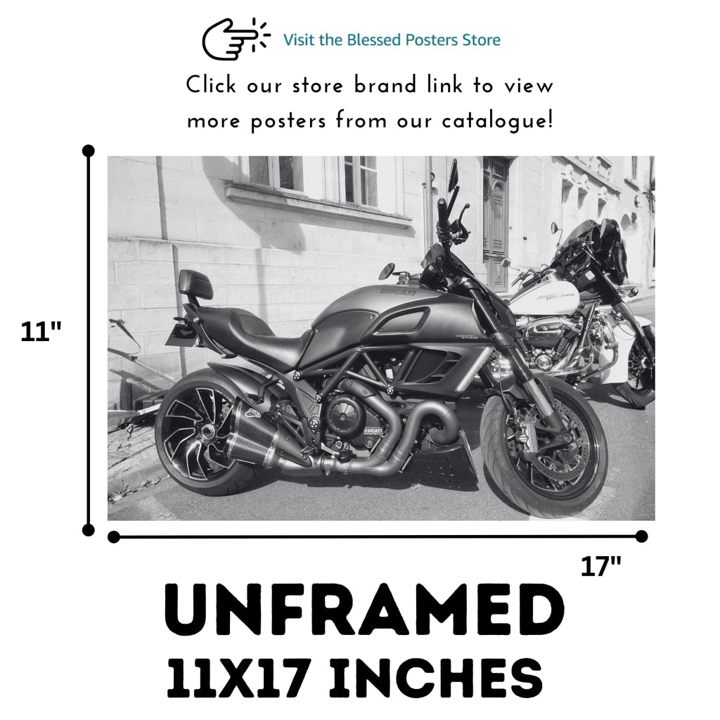Ducati Diavel Motorcycle Poster - Sport Cruiser Wall Art Print for Rider Garage, Living Room or Man Cave