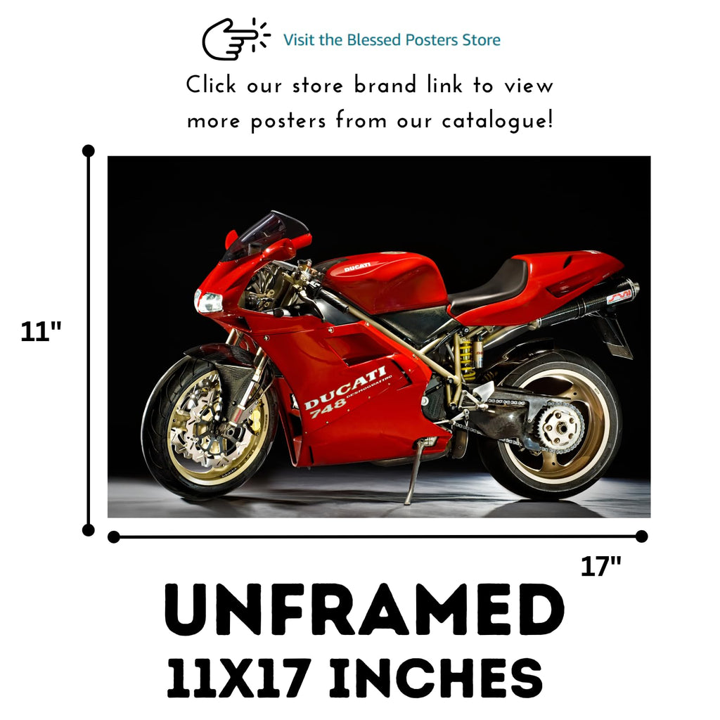 Ducati Motorcycle Wall Art Poster – Modern Motorbike Decor for Garage, Office, or Living Room