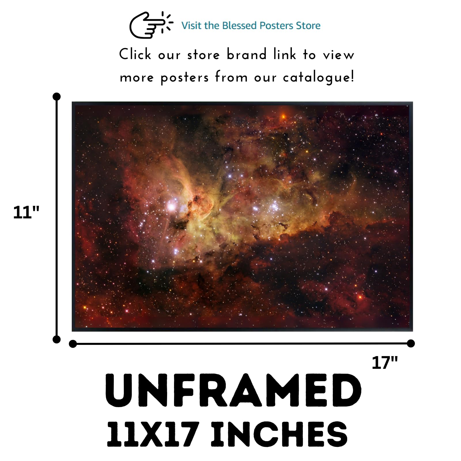 Blessed Posters Carina Nebula Wall Art Print – Galaxy Space Astronomy Poster – Night Sky Home Decor for Bedroom Living Room Office
