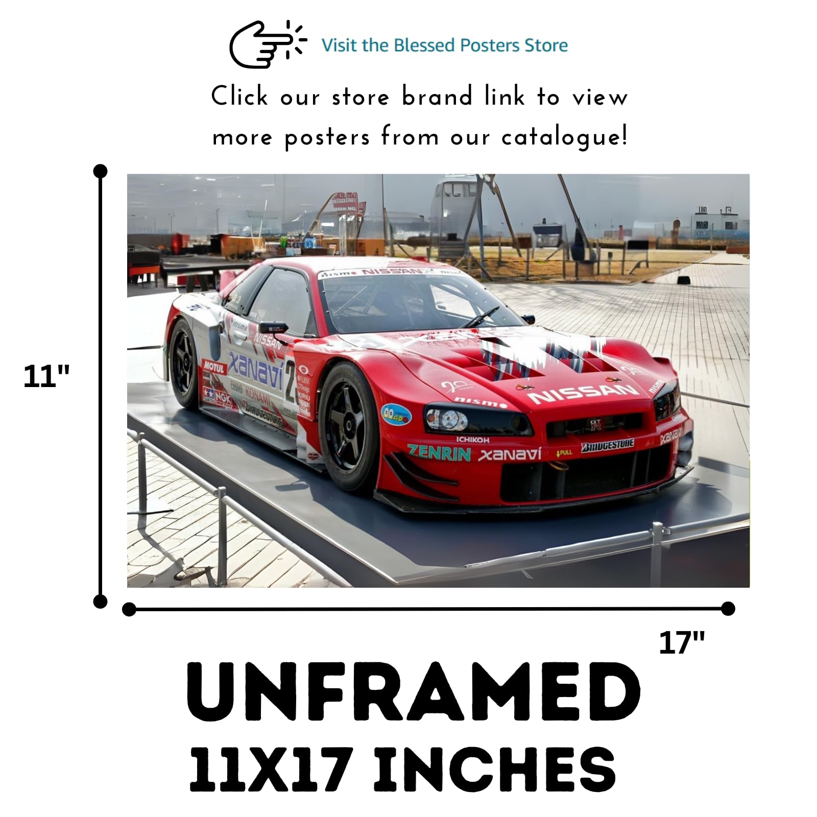 Blessed Posters Nissan GT-R Wall Print – Legendary JDM Performance Car Artwork for Home, Studio, or Man Cave – Retro Tuner Culture Decor