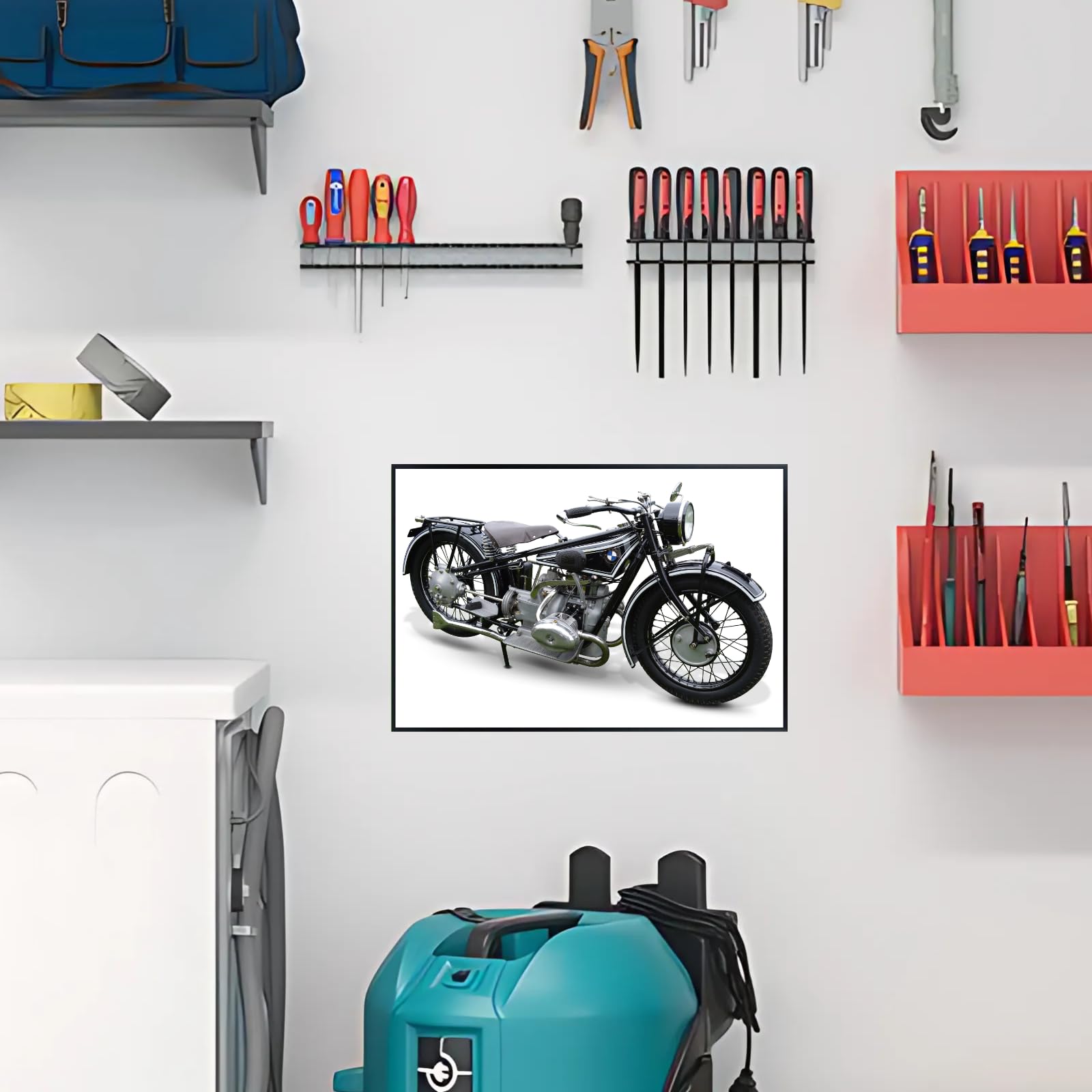 BMW R63 Motorcycle Wall Art Poster Satin Finish – Vintage Motorbike Print for Garage, Office, or Living Room Decor