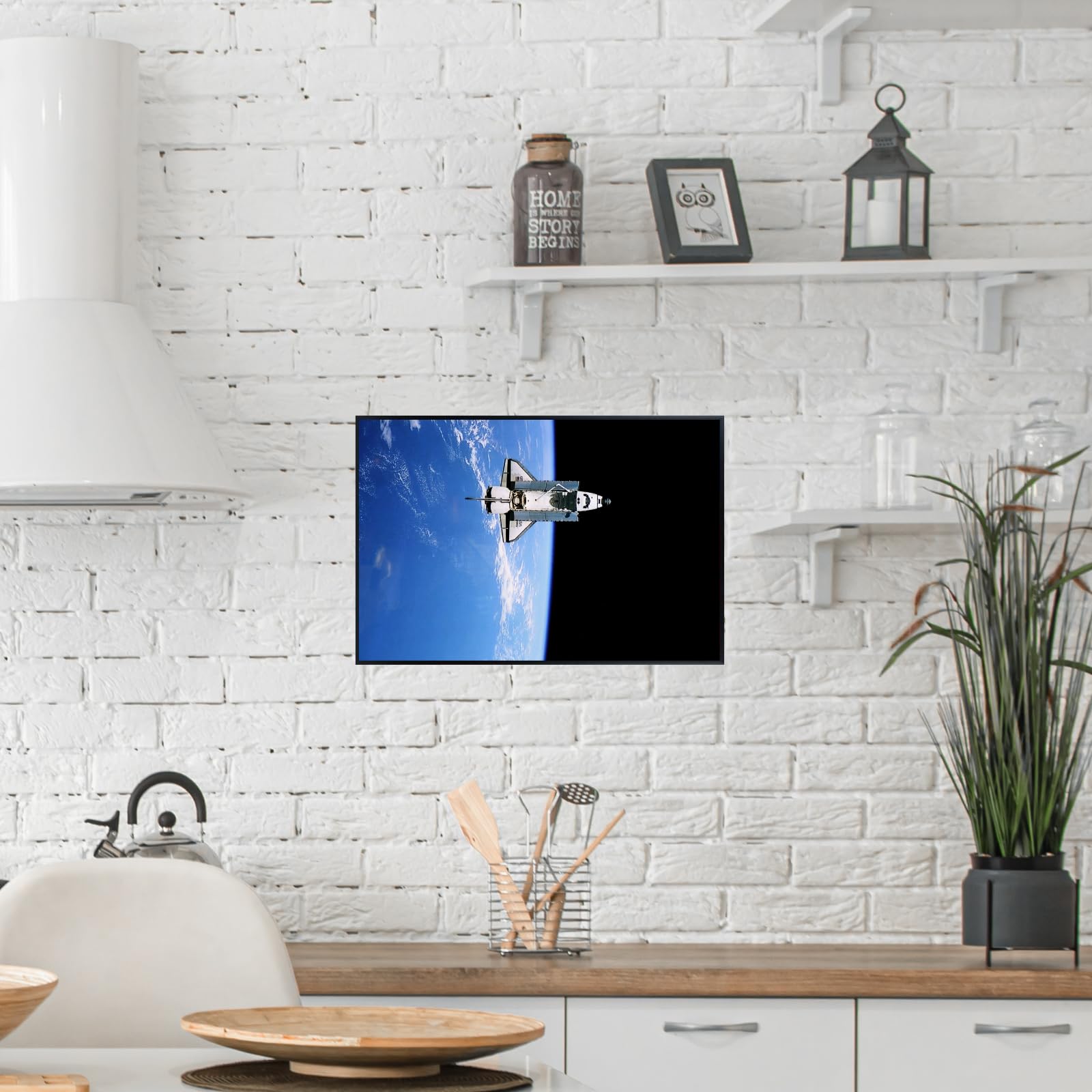 Blessed Posters Shuttle in Outer Space Poster – Astronaut Galaxy Wall Art Print for Home Office Bedroom Decor – Space Shuttle Photography Artwork