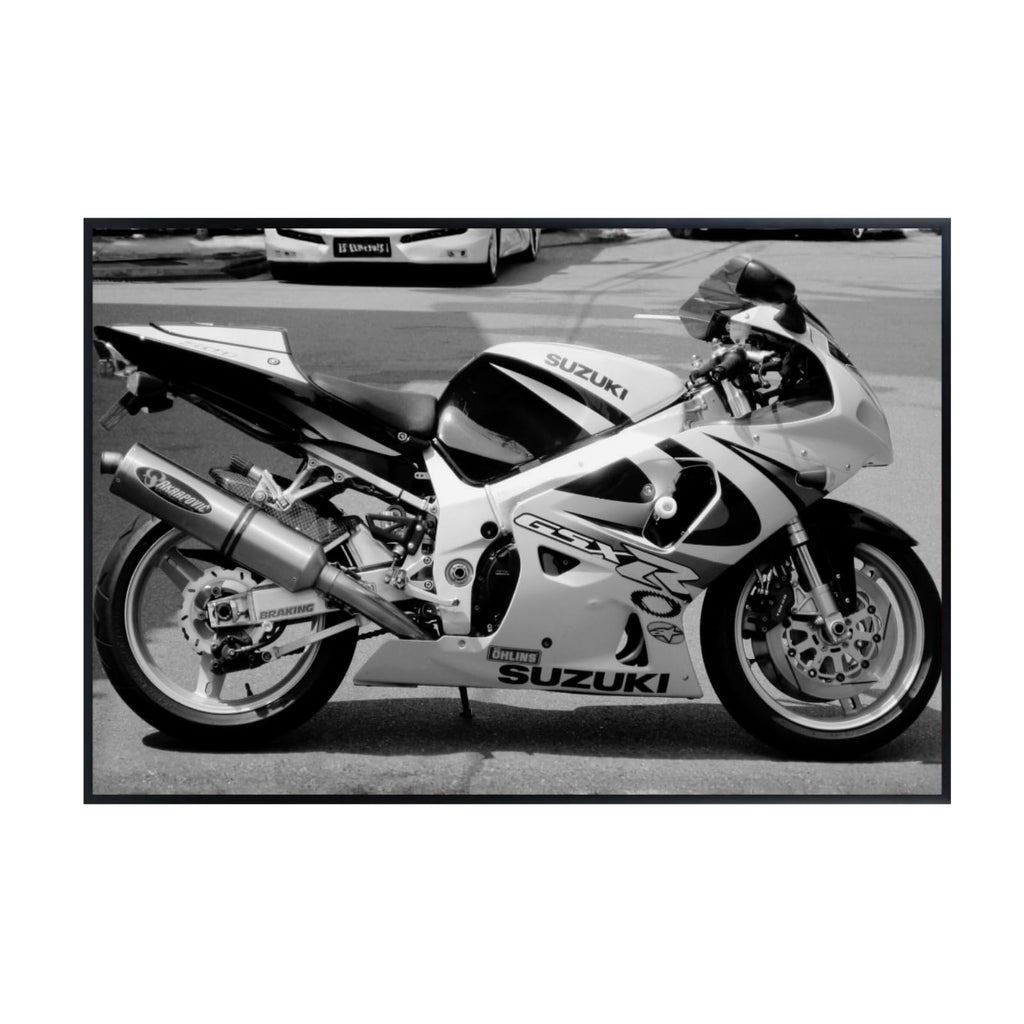 Suzuki GSX-R750 Motorcycle Poster - Sport Bike Wall Decor for Garage, Office or Man Cave