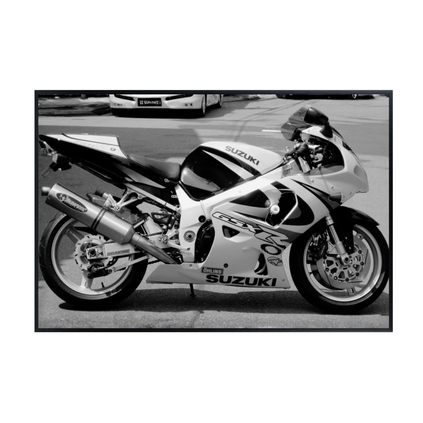 Suzuki GSX-R750 Motorcycle Poster - Sport Bike Wall Decor for Garage, Office or Man Cave