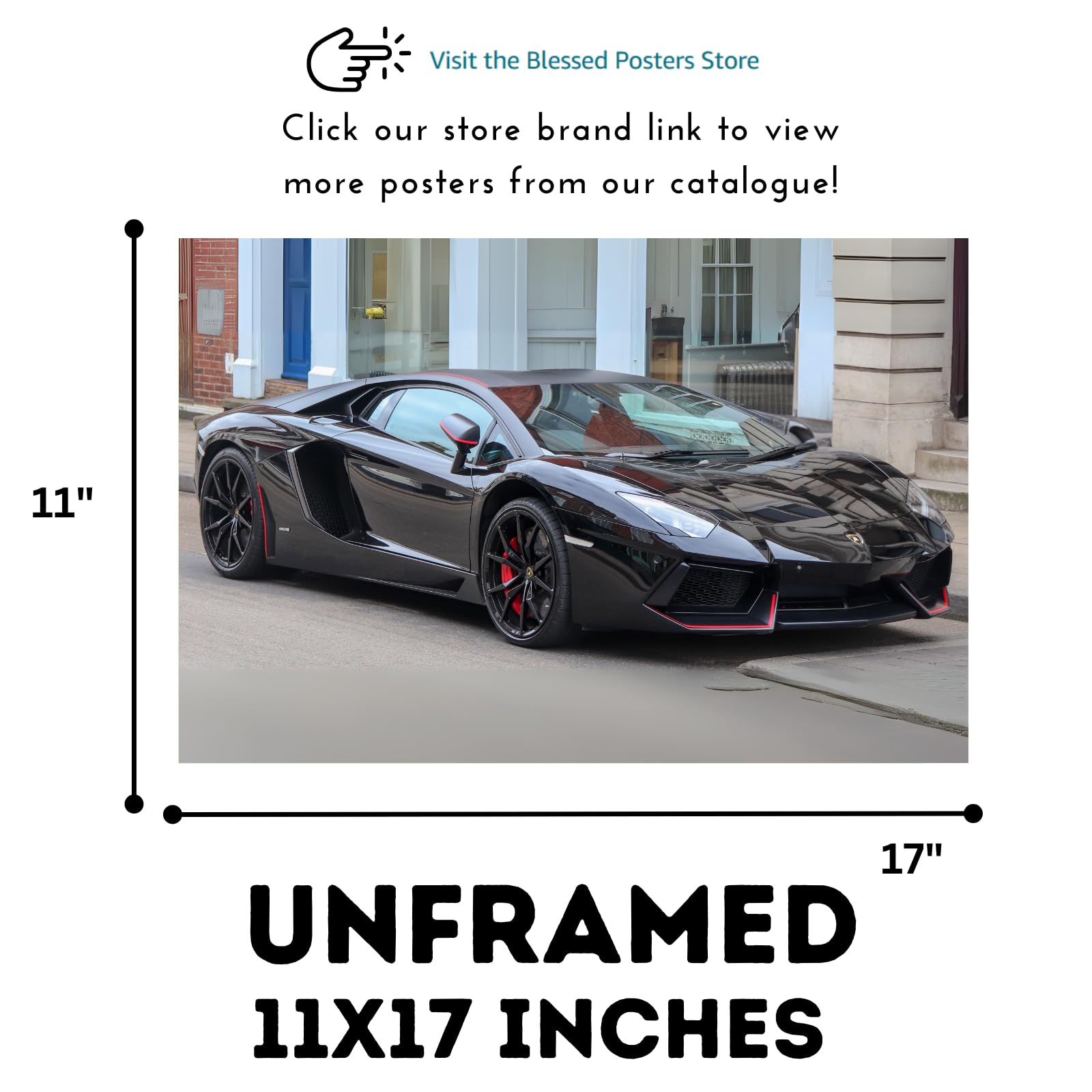 Blessed Posters Lamborghini Aventador SVJ Poster – V12 Supercar Wall Art Print, Hypercar Artwork for Garage, Office, or Bedroom Sports Car Decor