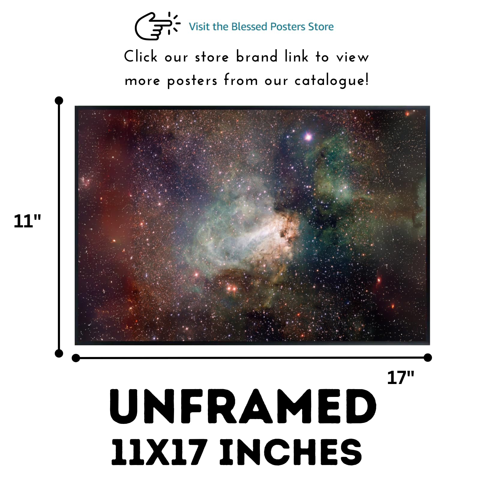 Blessed Posters Carina Nebula Poster – Space Galaxy Wall Art Print – Astronomy Photography for Bedroom Living Room Home Office Decor