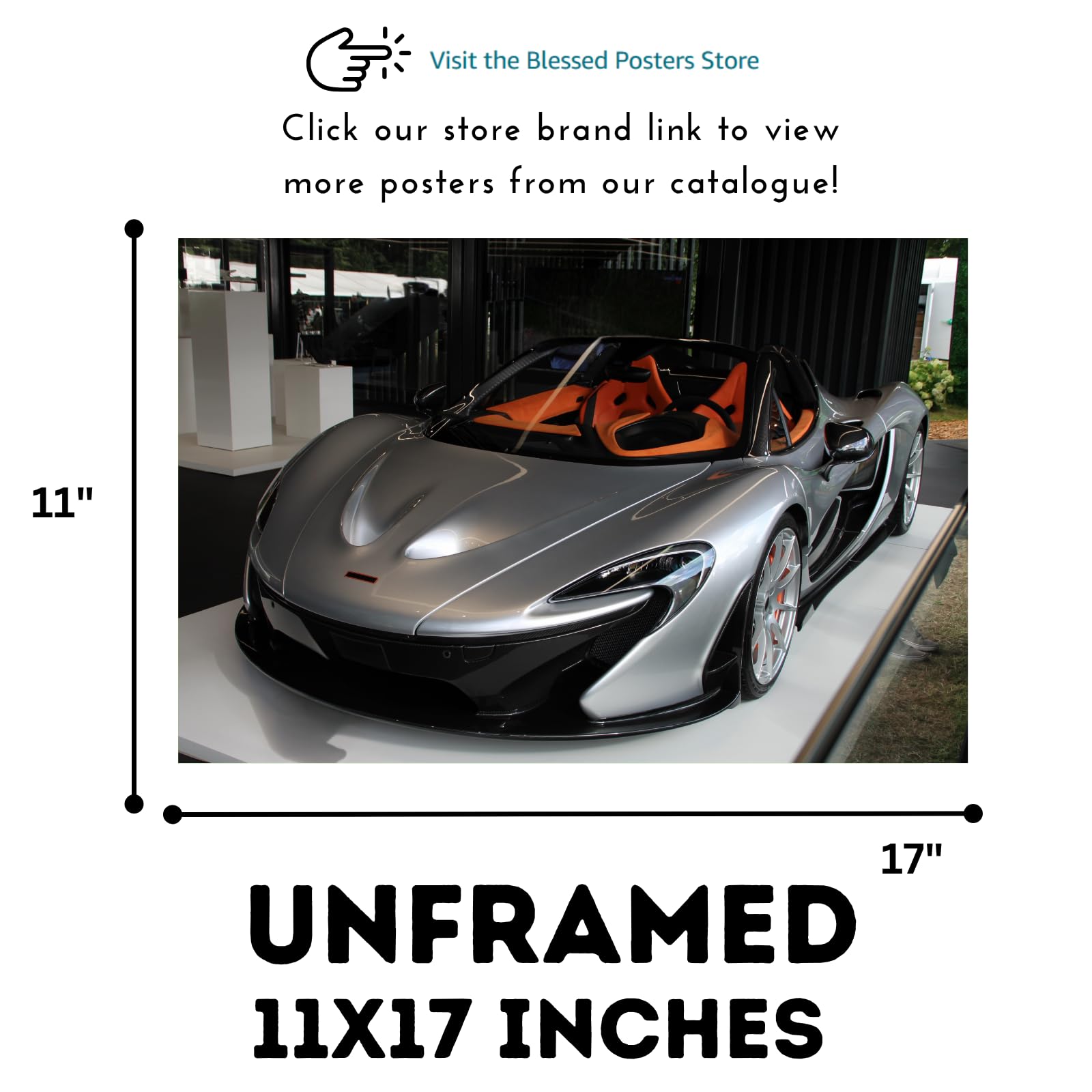 Blessed Posters McLaren P1 Wall Print – Luxury Hypercar Poster for Car Enthusiasts Garage Office Bedroom Décor – Exotic Car Gift