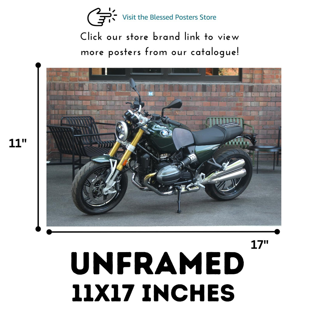 BMW R12 Motorcycle Wall Art Poster  – Classic Motorbike Decor for Garage, Office, or Living Room