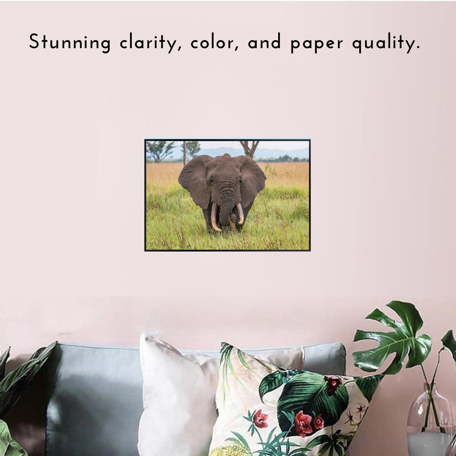 African Elephant Wall Art – Wildlife Animal Canvas Print – Safari Home Decor for Living Room, Bedroom, Kids Room – Gifts for Animal Lovers