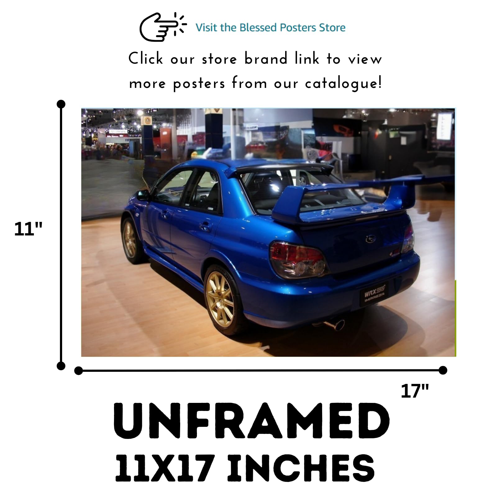 Blessed Posters Subaru WRX STI GD Wall Poster – Legendary JDM Rally Car Art for Garage Bedroom Office or Living Room – Retro Turbo Tuner Decor