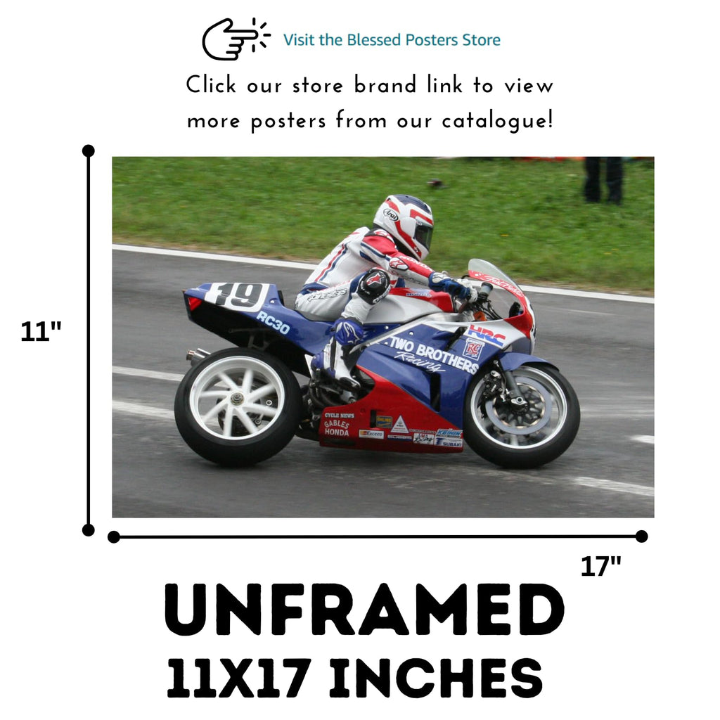 VFR750R RC30 Poster - Sport Motorcycle Wall Decor for Office, Living Room or Man Cave