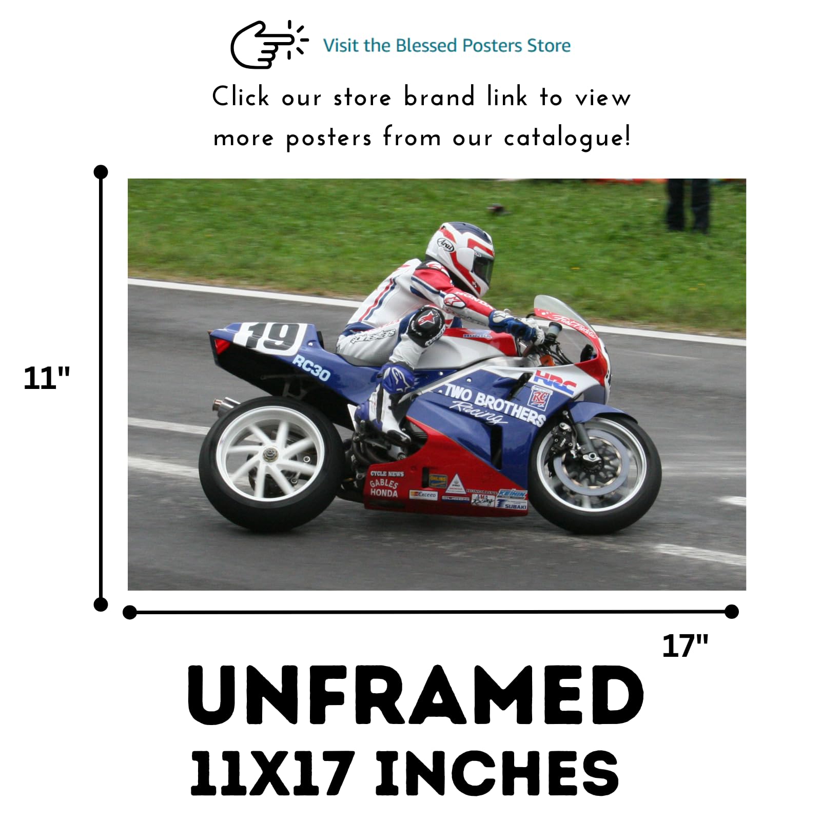 VFR750R RC30 Poster - Sport Motorcycle Wall Decor for Office, Living Room or Man Cave
