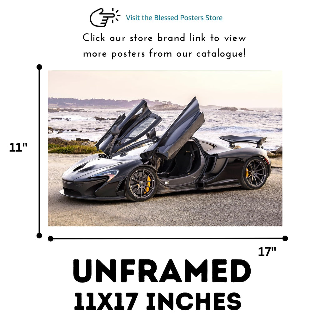 Blessed Posters McLaren P1 Poster – Luxury Supercar Wall Art Print for Living Room Bedroom Office Décor – Exotic Car Gift