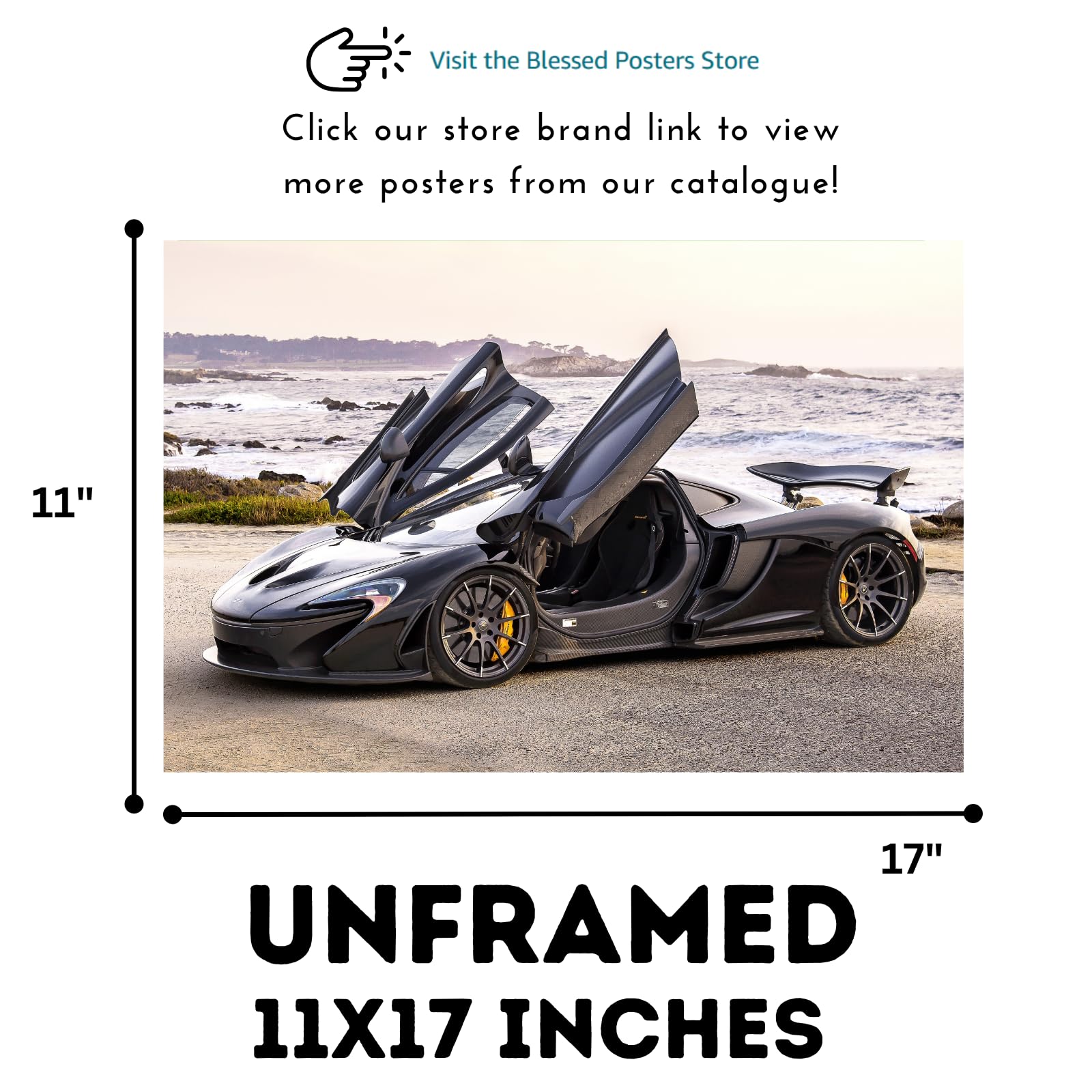 Blessed Posters McLaren P1 Poster – Luxury Supercar Wall Art Print for Living Room Bedroom Office Décor – Exotic Car Gift