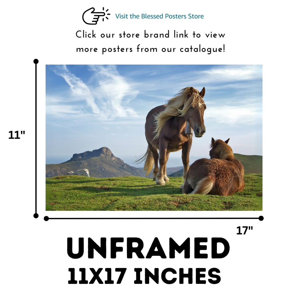 Biandintz eta Zaldiak Horse Wall Art Poster – Wildlife Nature Print for Living Room, Bedroom, Office, or Study Décor