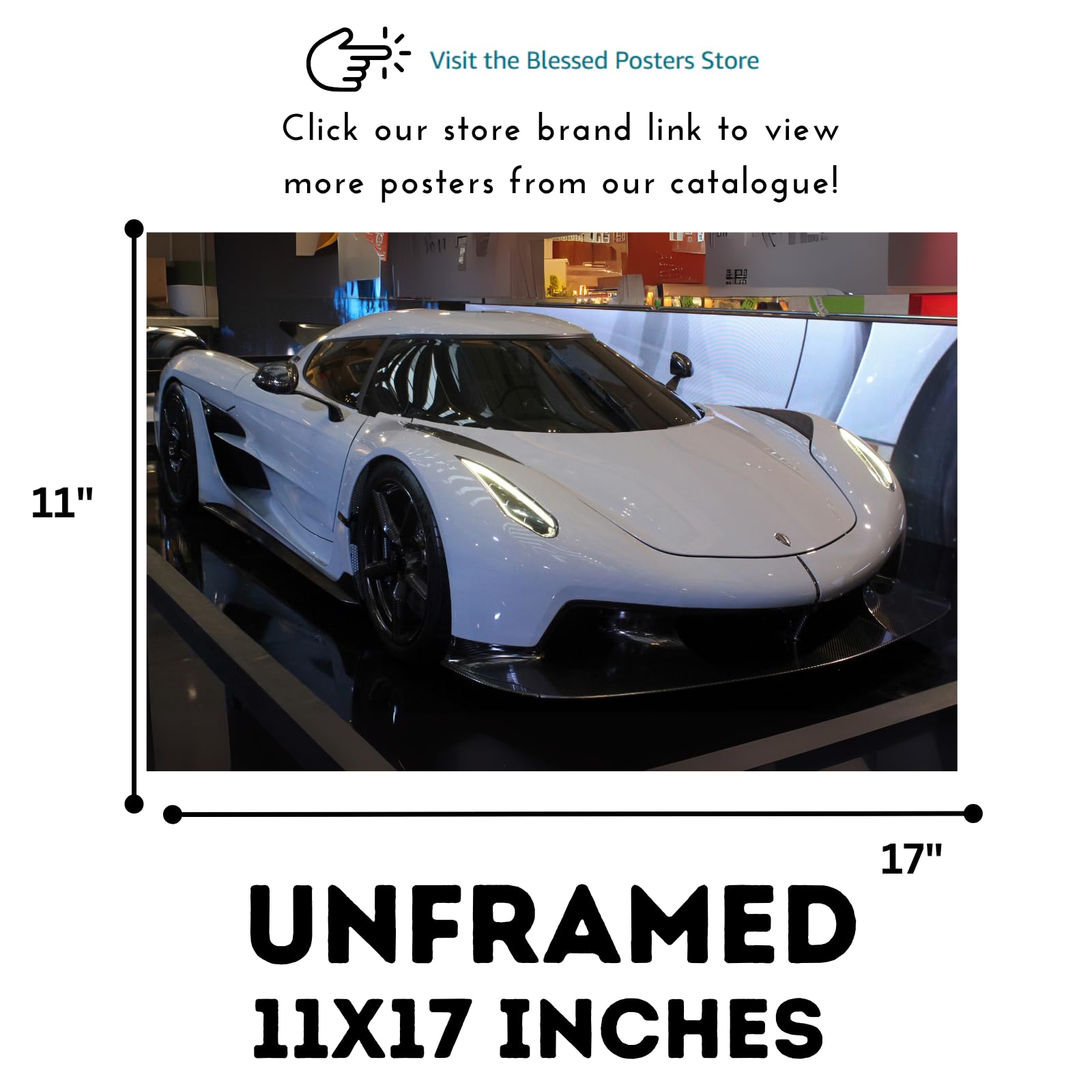 Blessed Posters Koenigsegg Jesko Poster – Hypercar Wall Art Print, Supercar Sports Car Artwork for Garage, Office, or Bedroom Decor