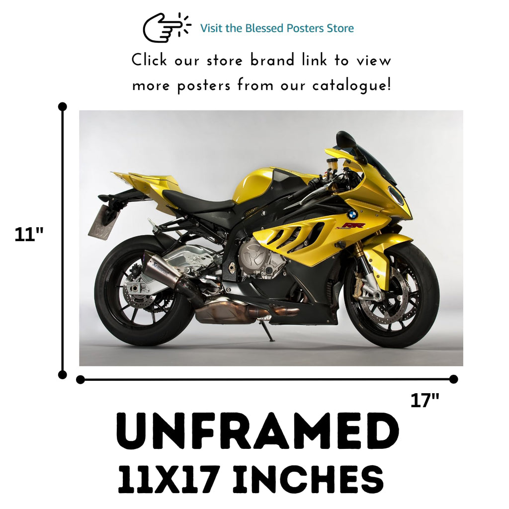 BMW S1000RR Motorcycle Wall Art Poster – Modern Motorbike Decor for Garage, Office, or Living Room