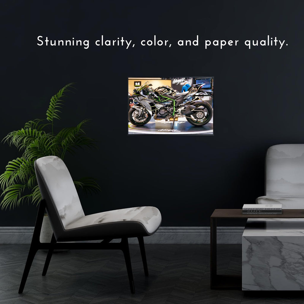 Kawasaki Ninja H2 Motorcycle Poster – Sports Bike Wall Art 
deco for Garage, Office, Bedroom or Man Cave