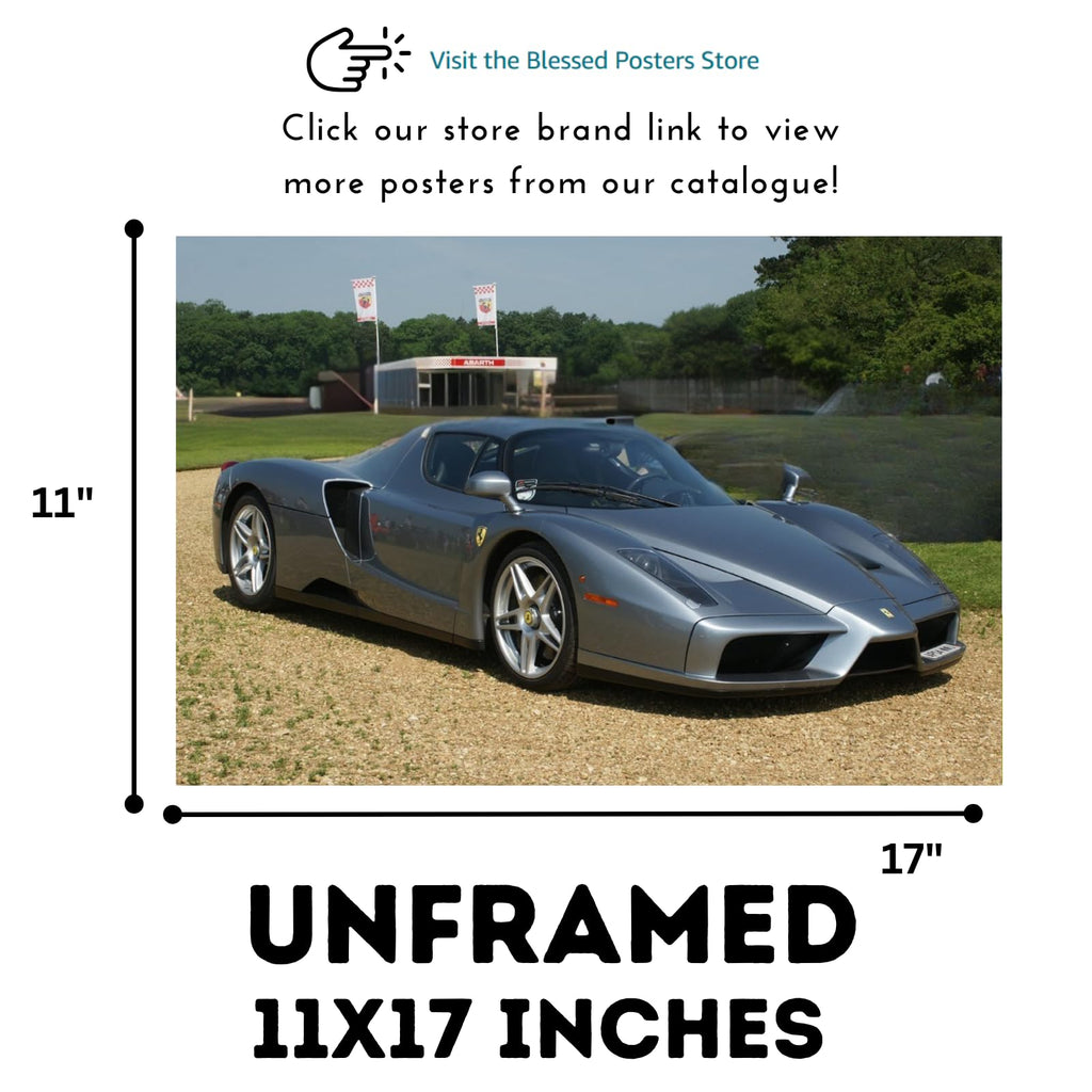 Blessed Posters Ferrari Enzo Poster – Italian Luxury Supercar Wall Art Print – Iconic Racing Car Poster for Garage Office Bedroom Living Room Decor