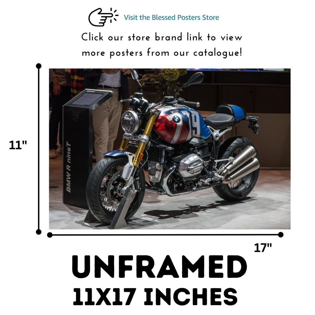 BMW R nineT Poster - Motorcycle Wall Art Decor for Garage, Living Room or Man Cave