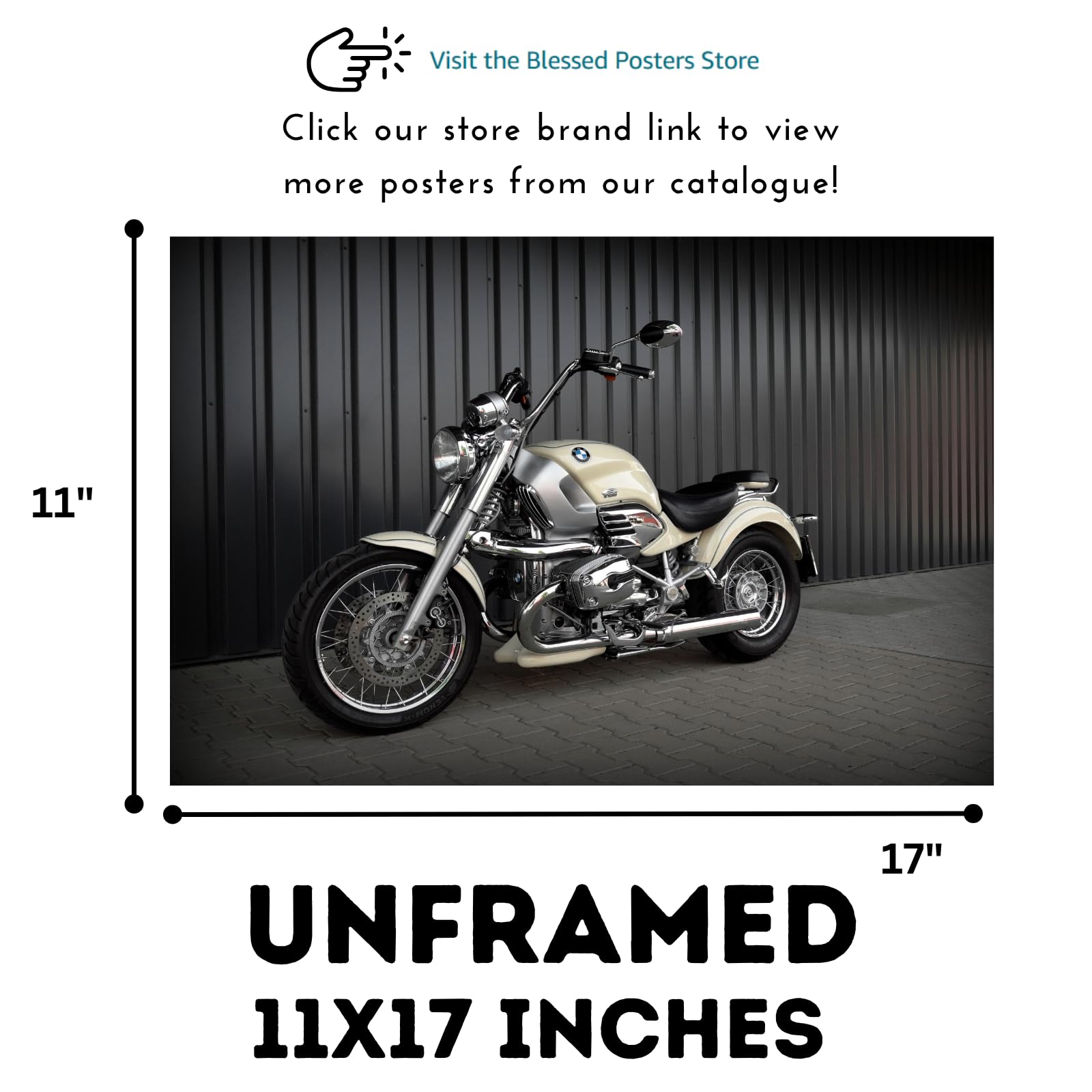 BMW Motorcycle Wall Art Poster - Motorbike Decoration for Garage, Office, or Living Room