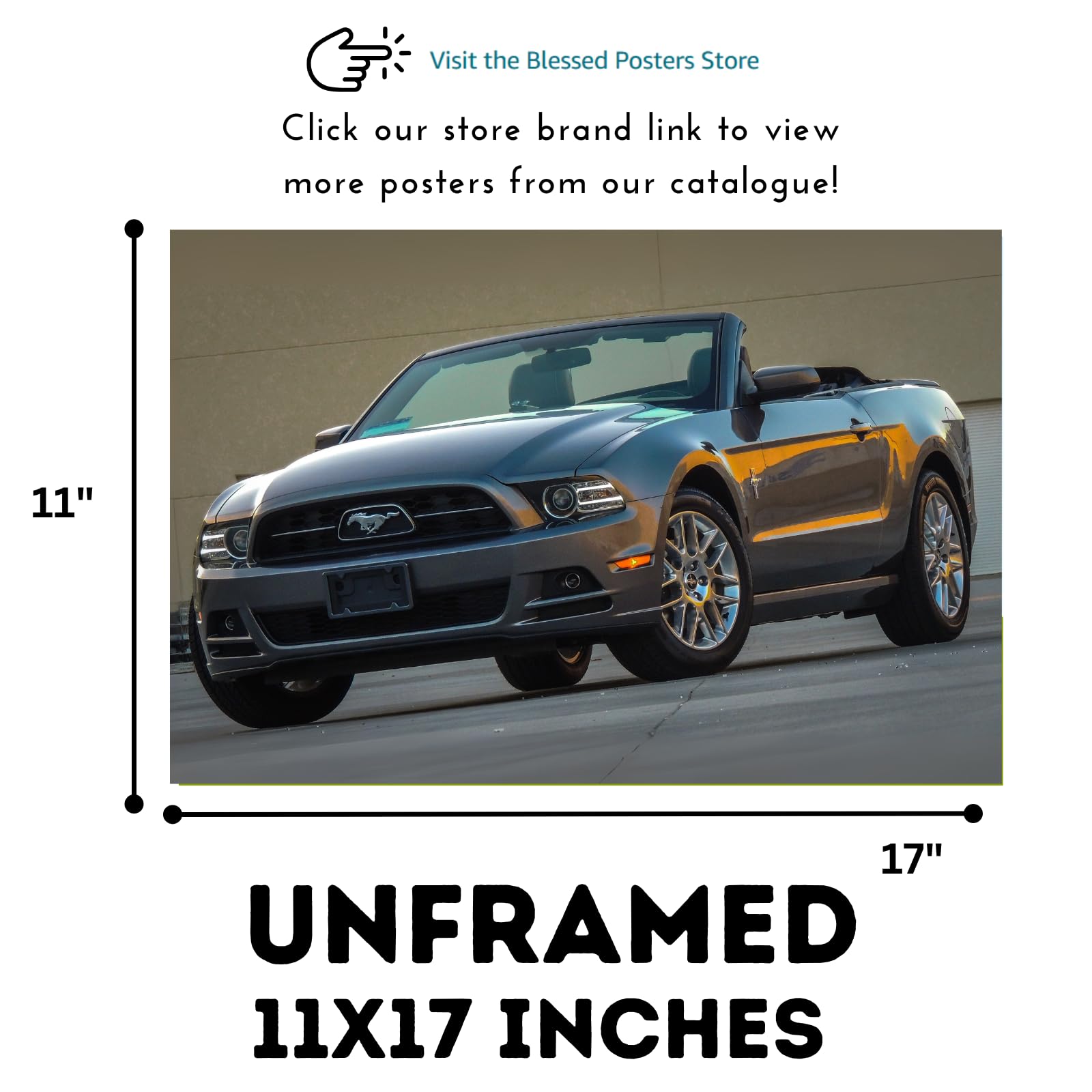 Blessed Posters Ford Mustang Boss 429 Poster – Vintage Muscle Car Wall Art for Garage Office Bedroom Living Room – Bold Automotive Décor Print