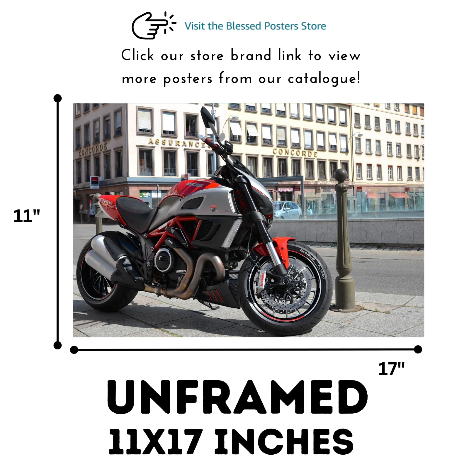 Ducati Diavel Motorcycle Poster - Sport Cruiser Wall Decor For Garage, MAn Cave or Office