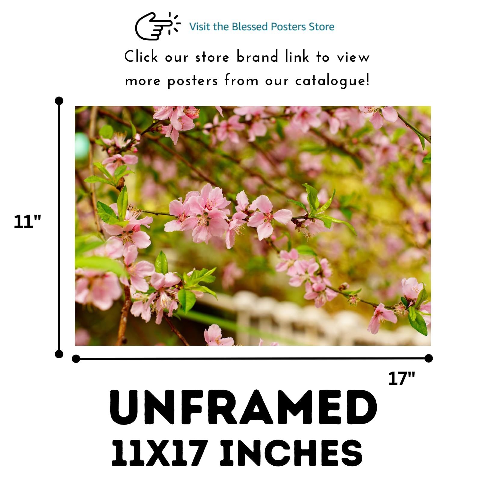 Flowering Cherry Tree Wall Art Poster – Botanical Bloom Print for Home Decor, Nature Art for Living Room, Bedroom, or Office – Elegant Floral Art Print