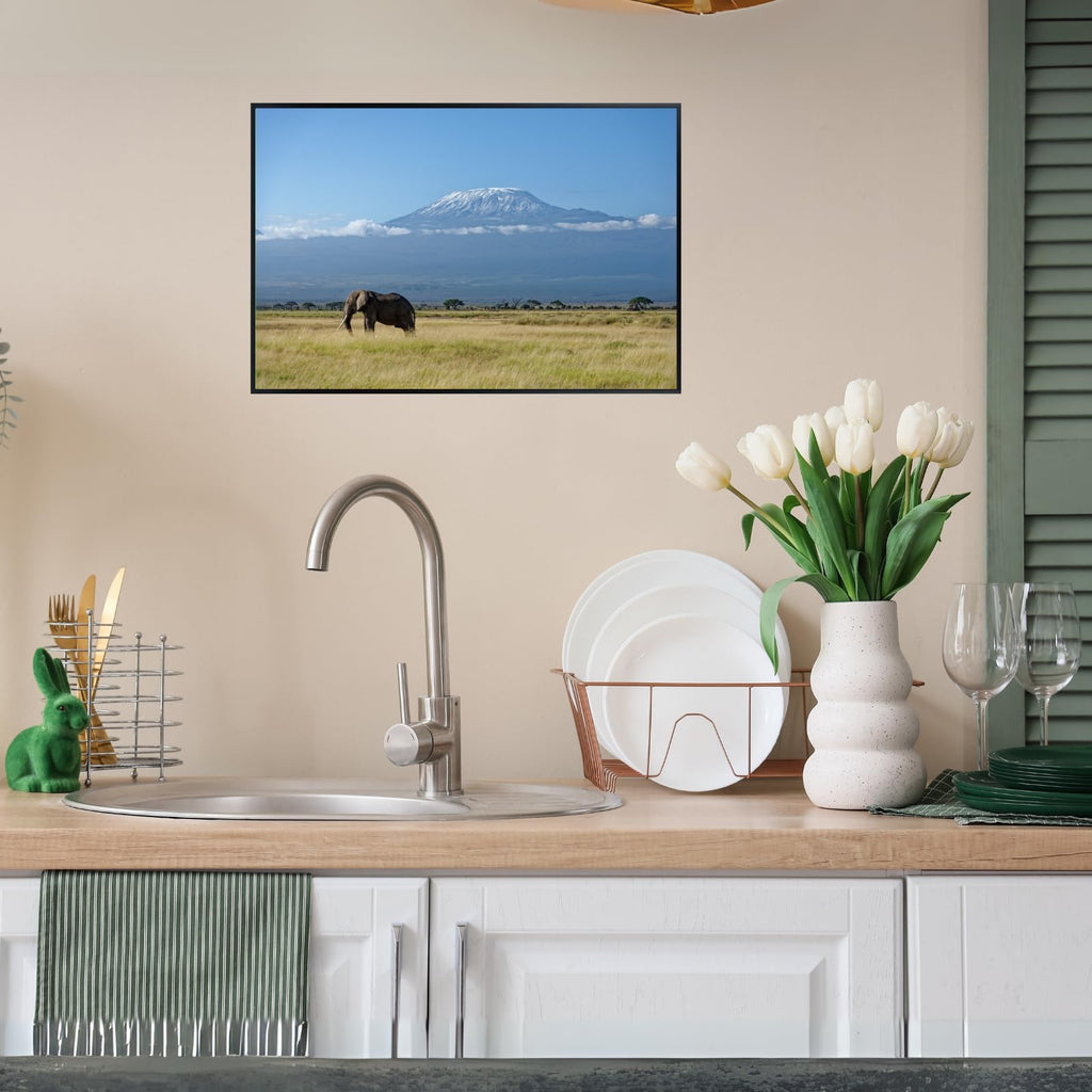 Alone Elephant Artwork Poster – Nature Wildlife Wall Print for Bedroom, Living Room, or Office Décor
