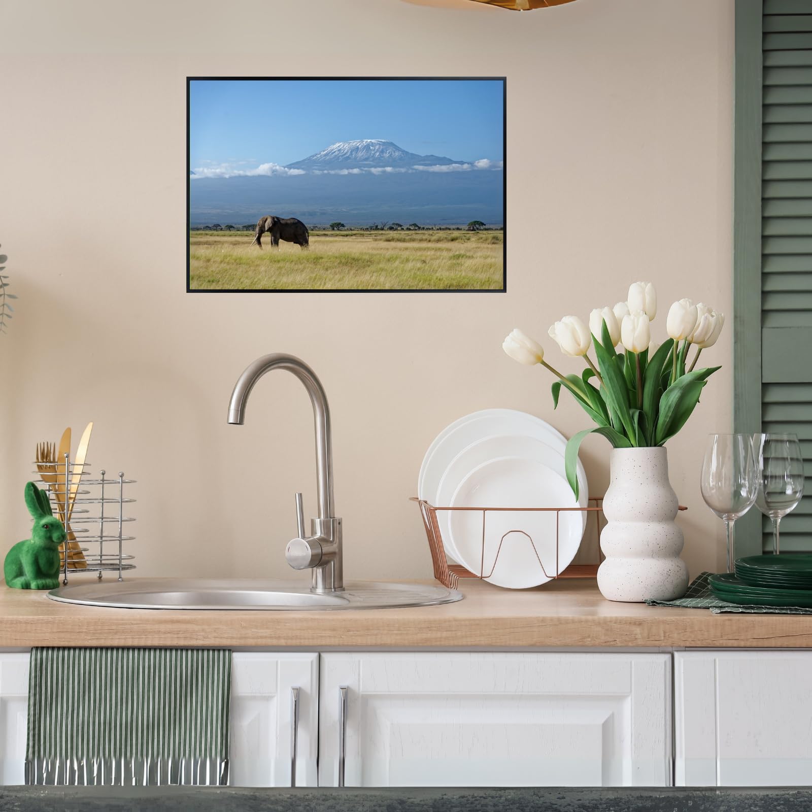 Alone Elephant Artwork Poster – Nature Wildlife Wall Print for Bedroom, Living Room, or Office Décor