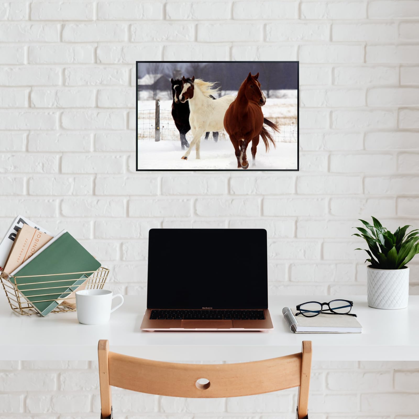 Wildlife Wall Art – Carlton Horses Poster Print for Bedroom, Living Room, Office, or Study Décor
