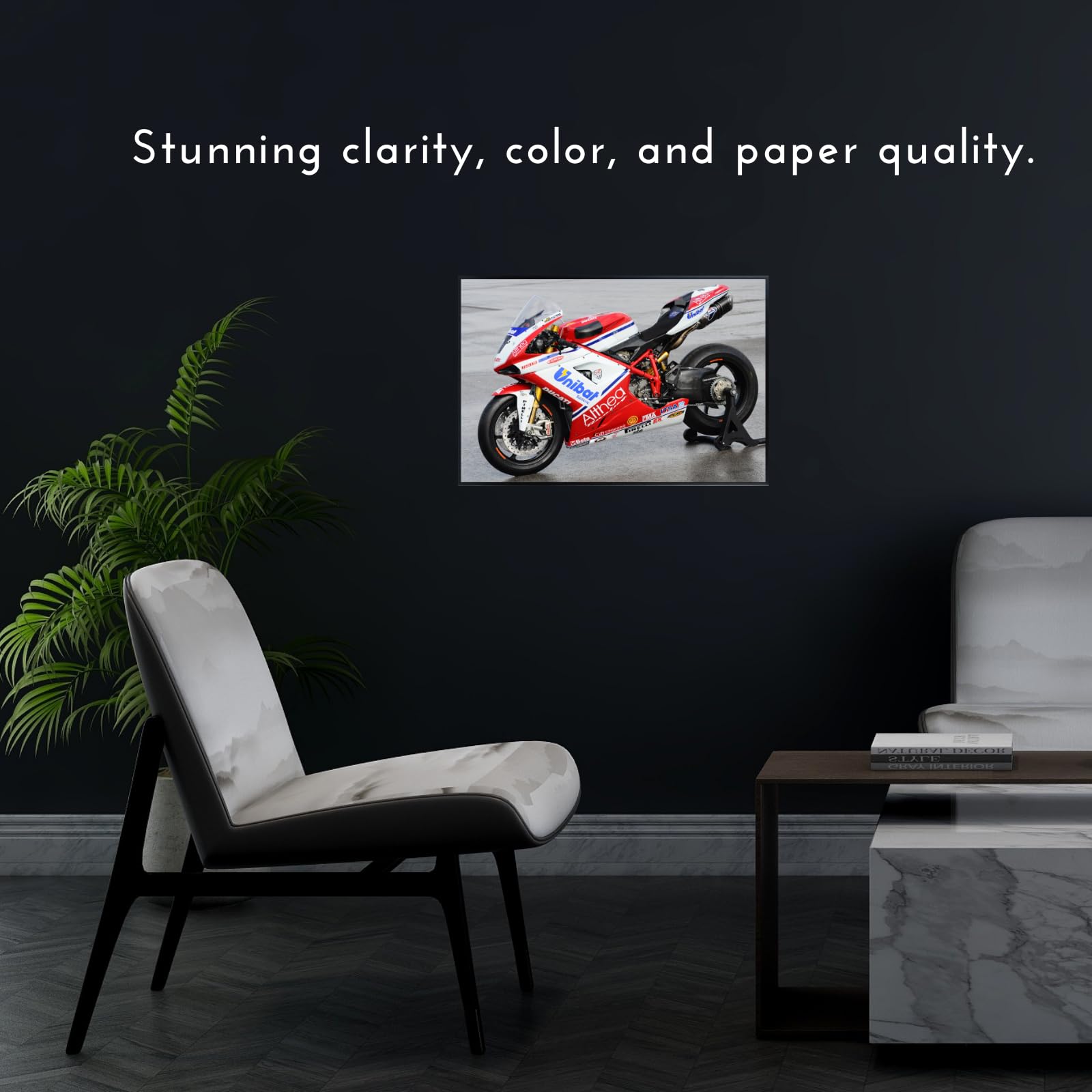 Ducati 1198 Motorcycle Poster - Sport Motorbike Wall Deco for Garage, Living Room or Man Cave
