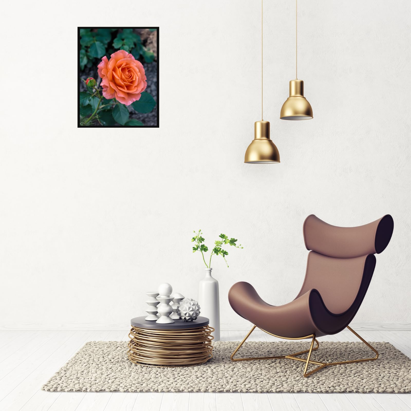 Peach Pink Garden Rose Wall Art Poster – Botanical Floral Print, Romantic Flower Home Decor, Aesthetic Flower Print for Living Room, Bedroom, Office