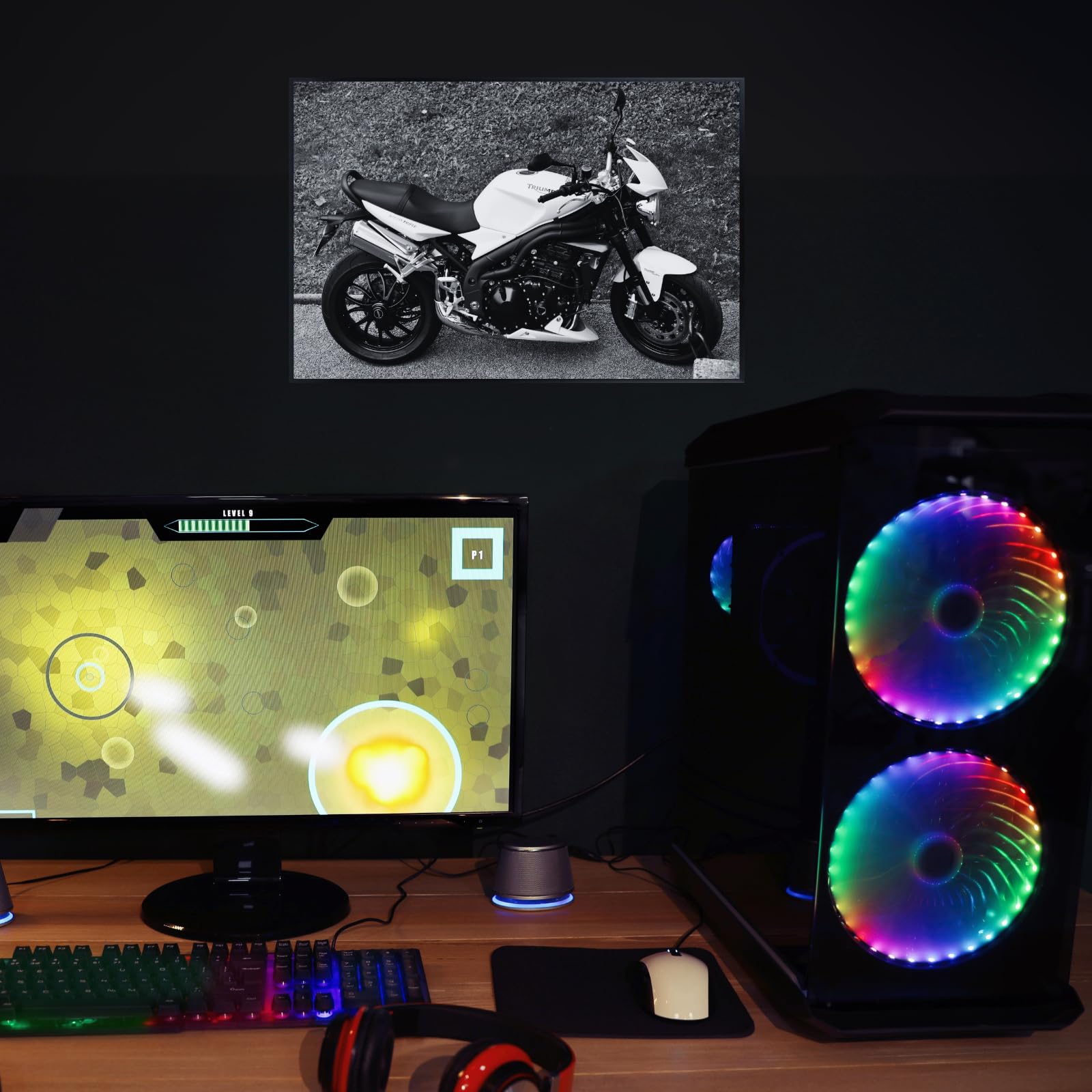 Triumph Speed Triple Motorcycle Poster - Sportbike Wall Art Print for Garage, Office or Living Room
