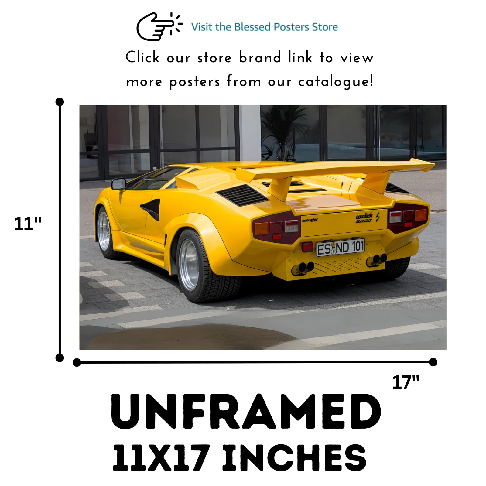 Blessed Posters Lamborghini Countach Poster Exotic Car Wall Art Classic Supercar Print Garage Office Home Decoration