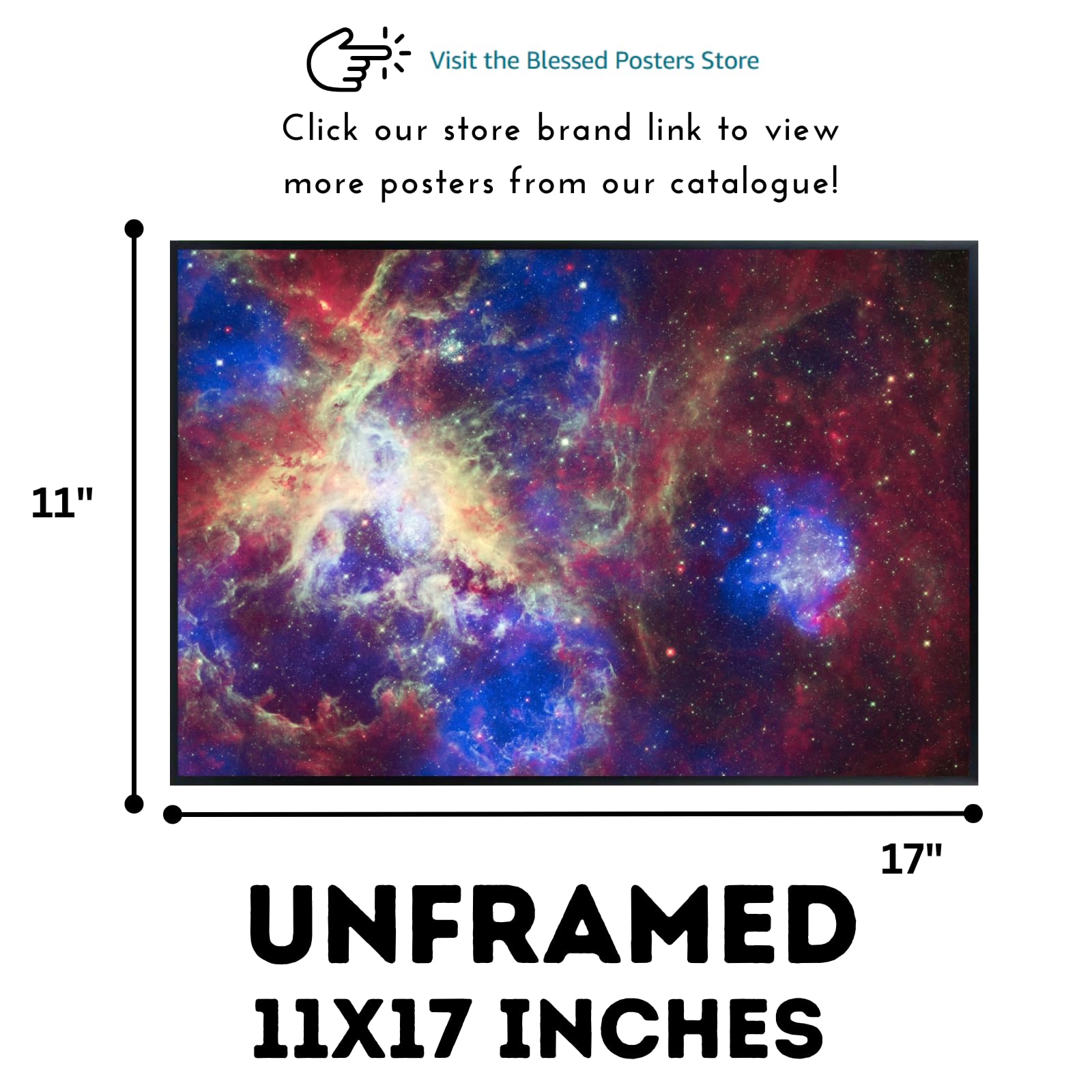 Blessed Posters Tarantula Nebula Poster – Galaxy Night Sky Wall Art Print – Space Astronomy Photography for Bedroom Living Room Home Office Decor
