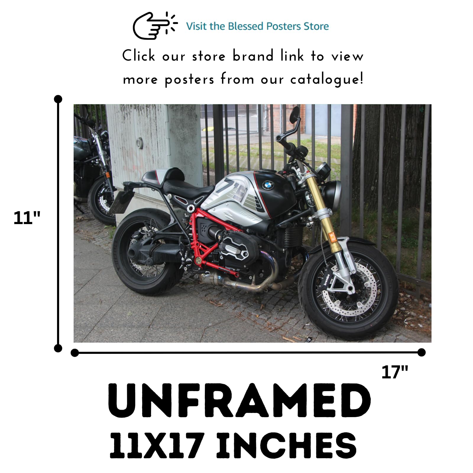 BMW R nineT Poster - Motorcycle Wall Art for Garage, Living Room or Office