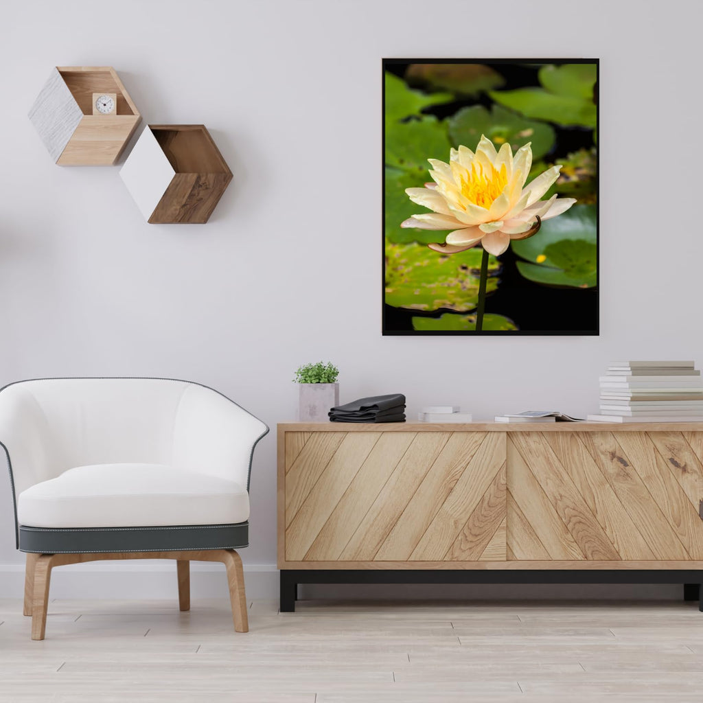 Yellow Water Lily Wall Art Poster – Botanical Flower Print for Home Decor, Nature Artwork for Living Room, Bedroom, Office