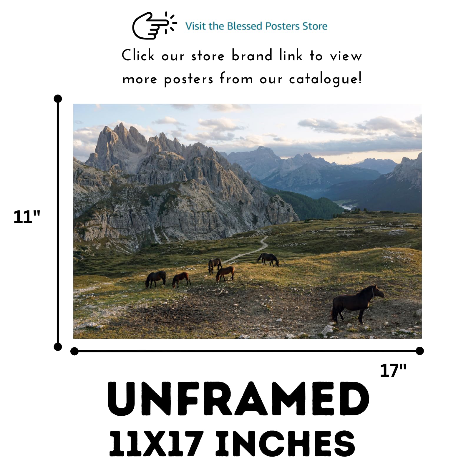 Cime Horses Poster – Nature Wildlife Wall Art Print for Living Room, Bedroom, Office, or Home Decor